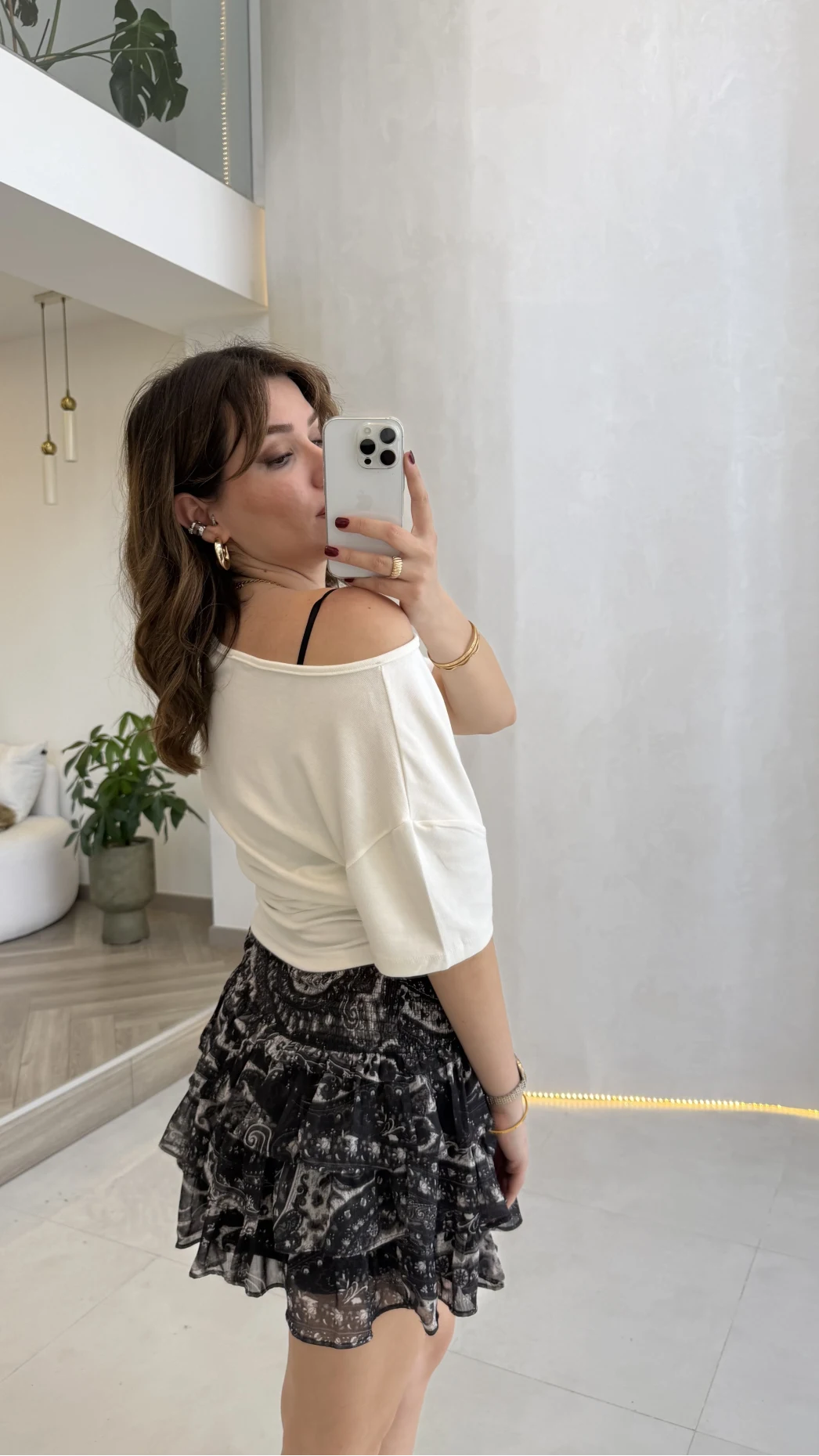 Leona Pamuk Kumaş Beli Büzgülü T-shirt - Ekru - Kod: 6996