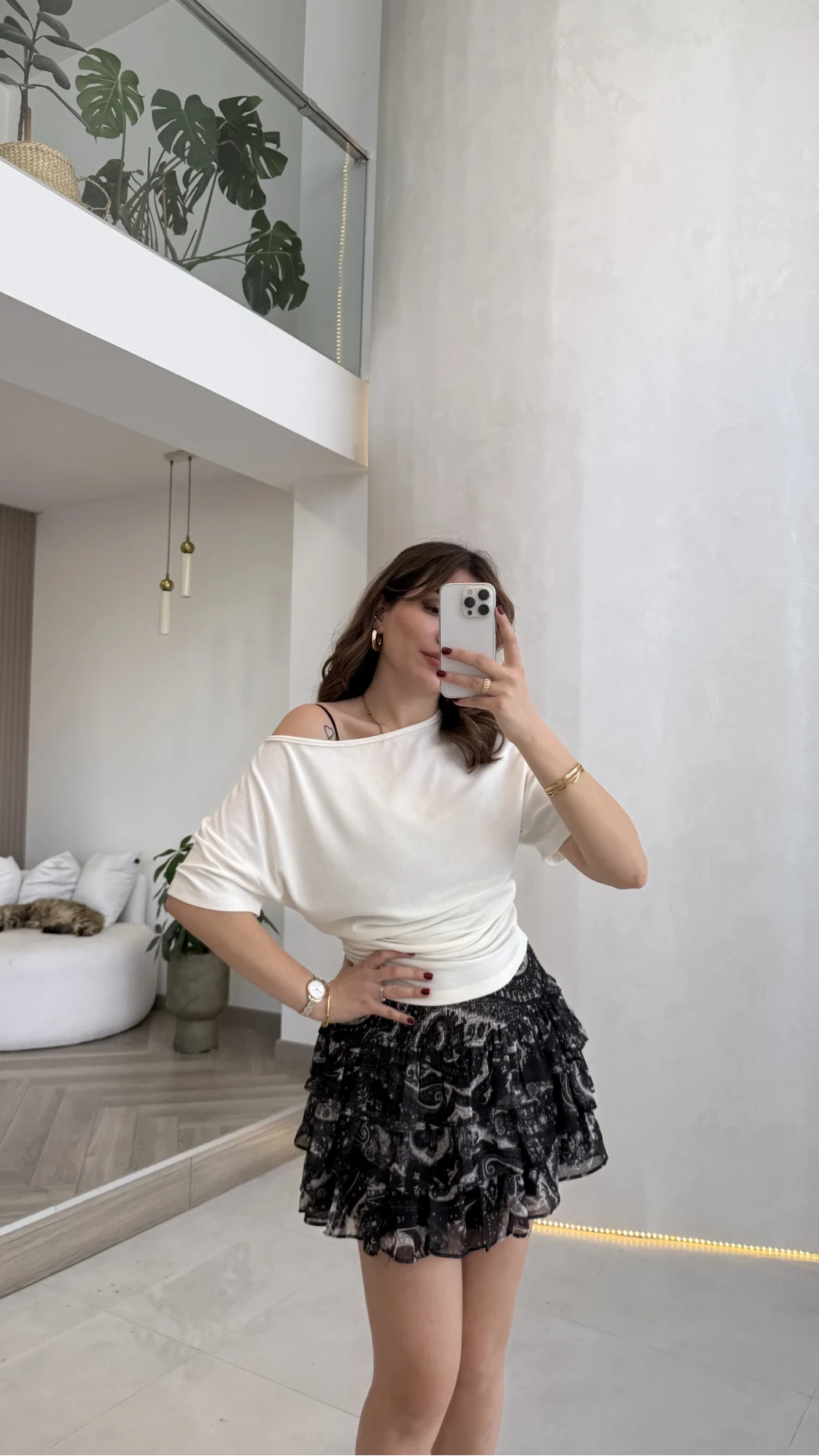 Leona Pamuk Kumaş Beli Büzgülü T-shirt - Ekru - Kod: 6996