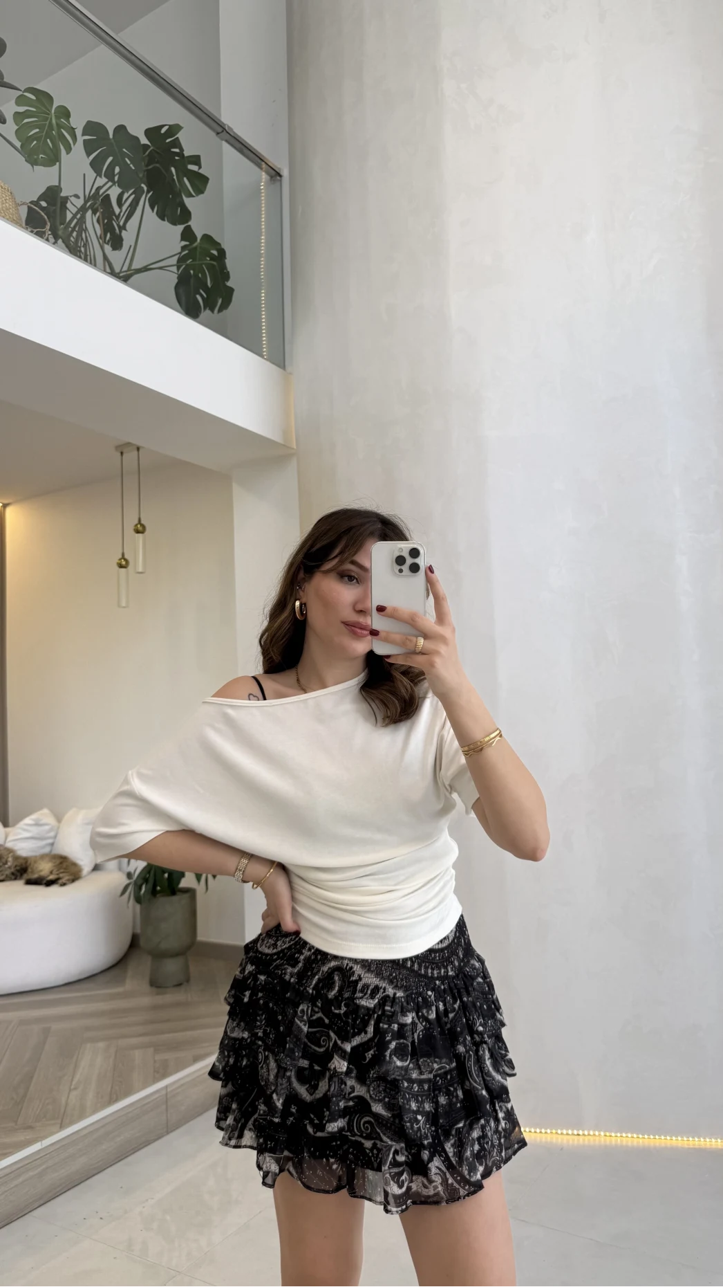 Leona Pamuk Kumaş Beli Büzgülü T-shirt - Ekru - Kod: 6996