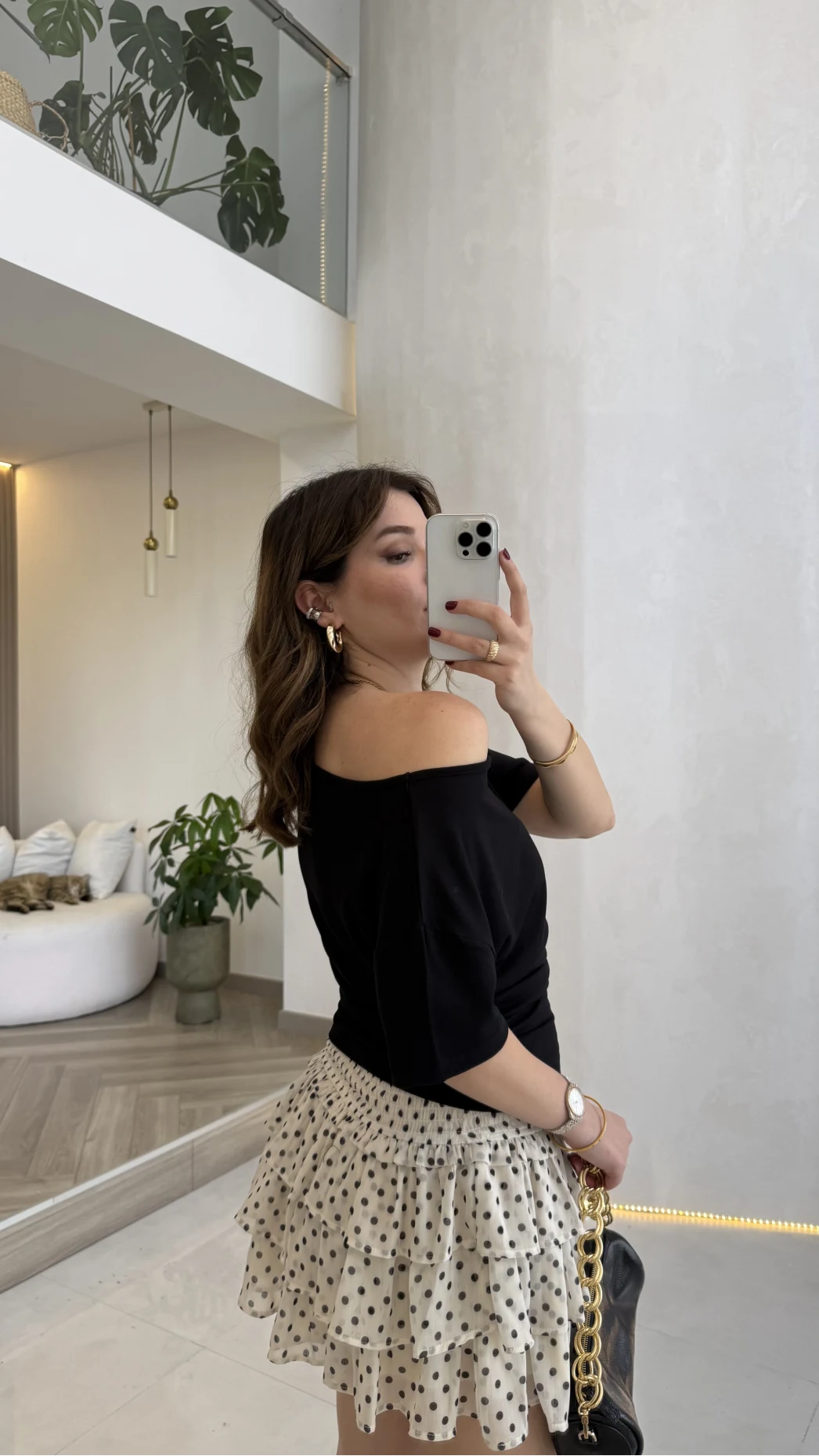 Leona Pamuk Kumaş Beli Büzgülü T-shirt - Siyah - Kod: 6996