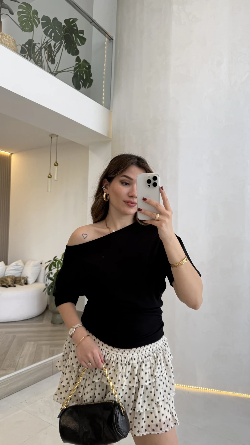 Leona Pamuk Kumaş Beli Büzgülü T-shirt - Siyah - Kod: 6996