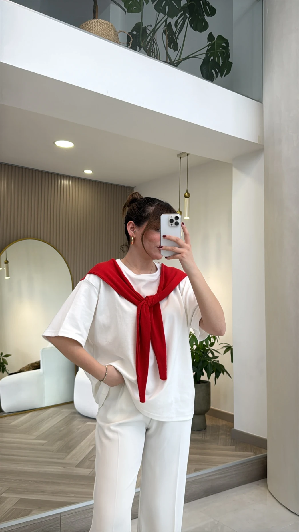 Daisy Bağlama Detay T-shirt - Kırmızı - Kod: 580688