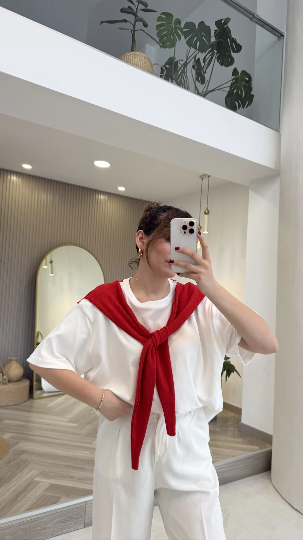 Daisy Bağlama Detay T-shirt - Kırmızı - Kod: 580688