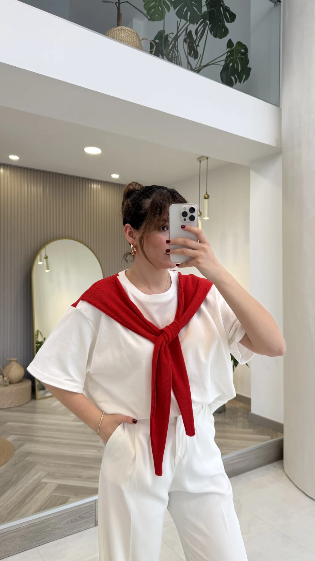 Daisy Bağlama Detay T-shirt - Kırmızı - Kod: 580688