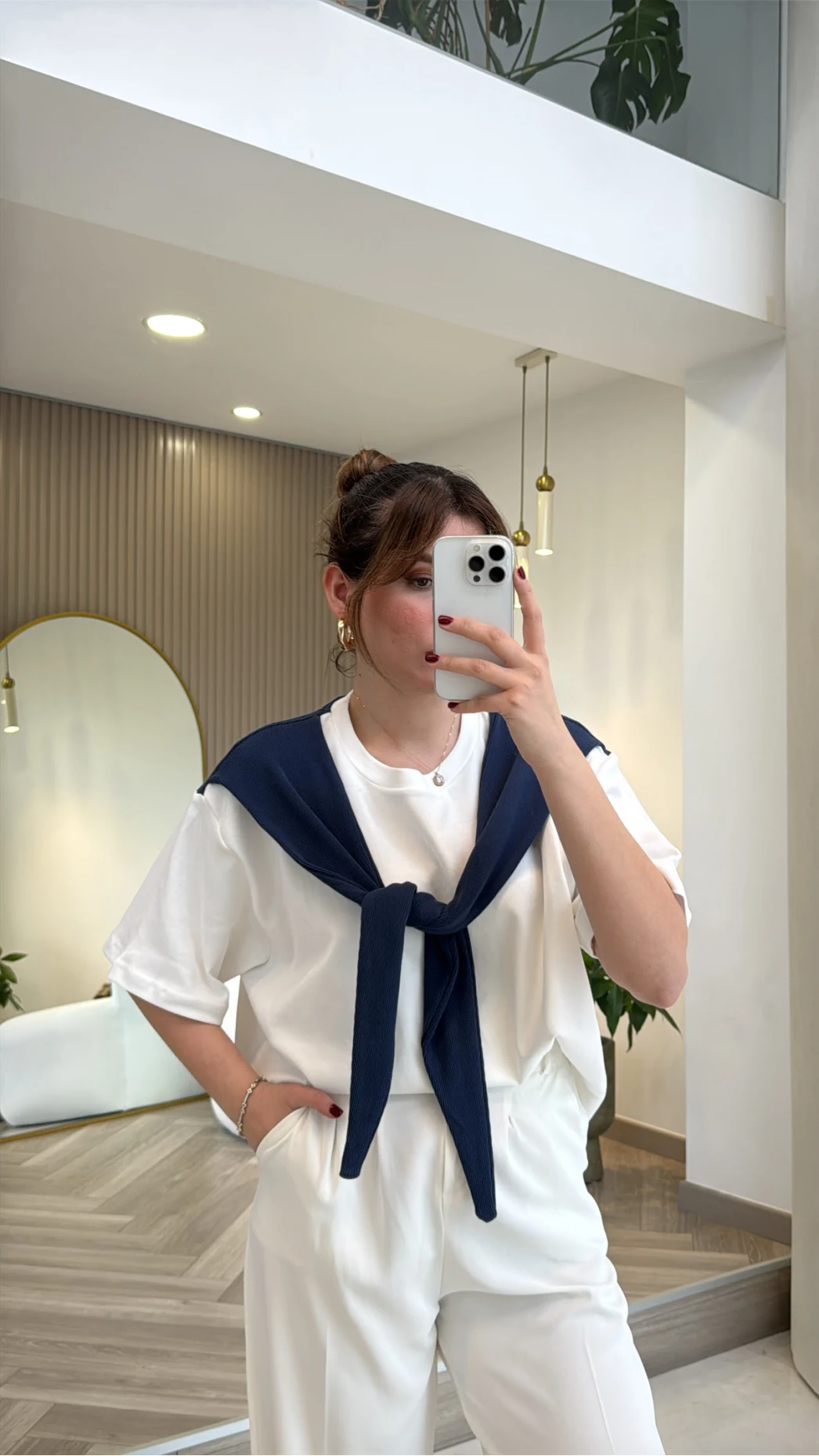 Daisy Bağlama Detay T-shirt - Lacivert - Kod: 580688