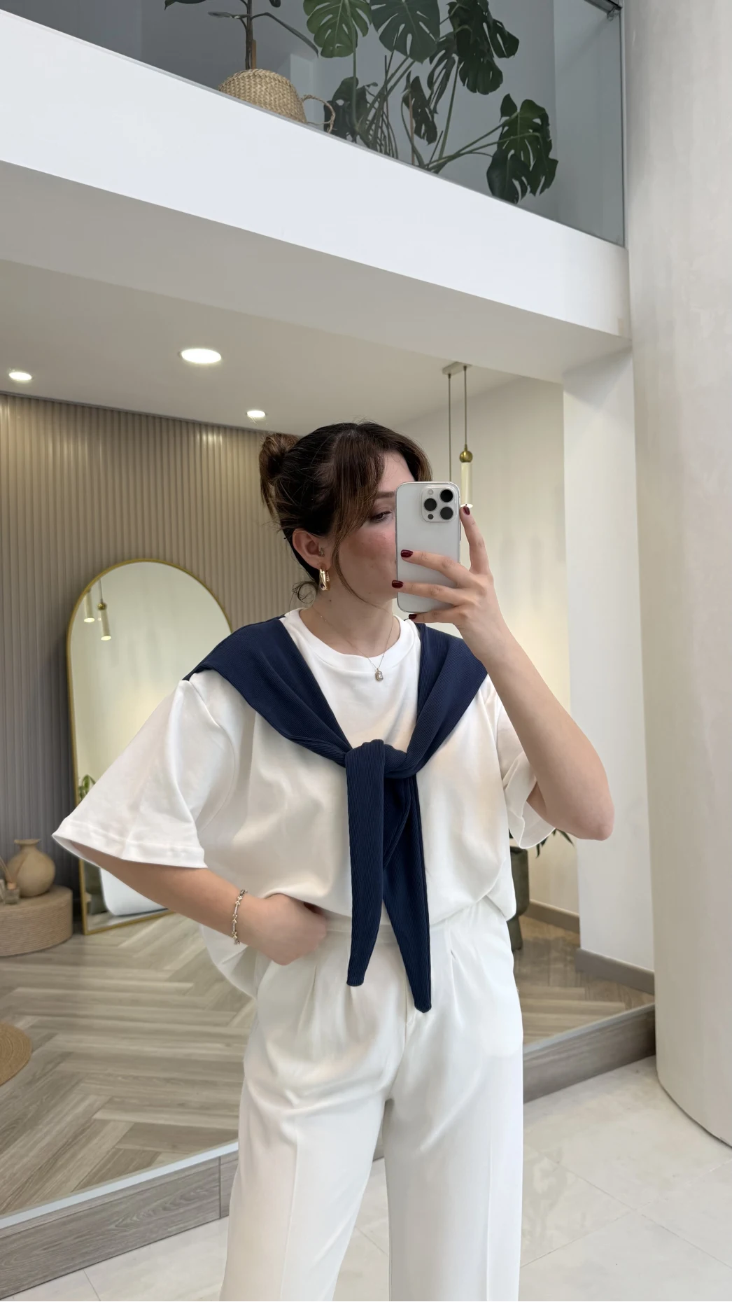 Daisy Bağlama Detay T-shirt - Lacivert - Kod: 580688