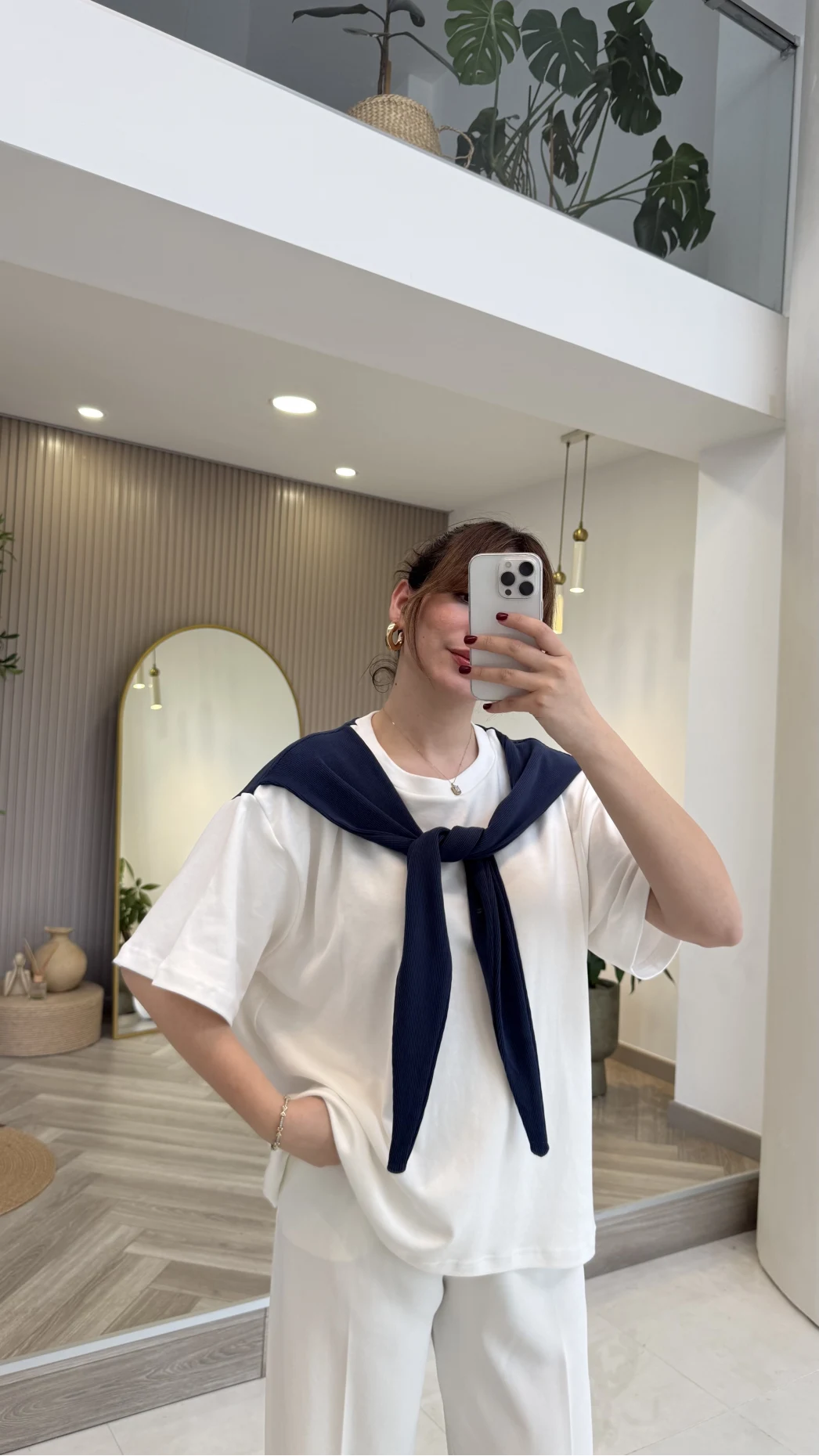 Daisy Bağlama Detay T-shirt - Lacivert - Kod: 580688