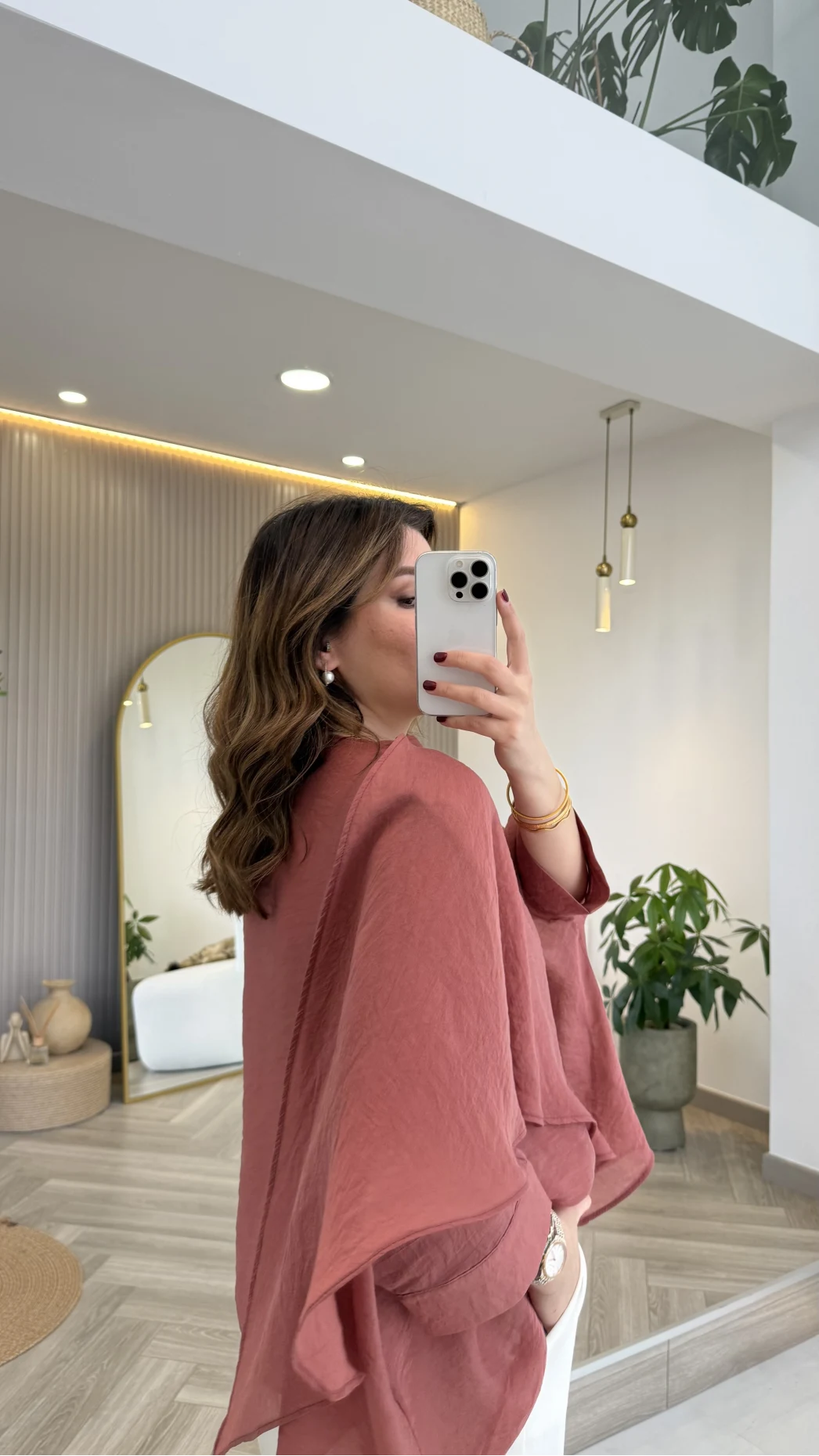 Uçuşan Pelerin Bluz - Kiremit - Kod: 5026