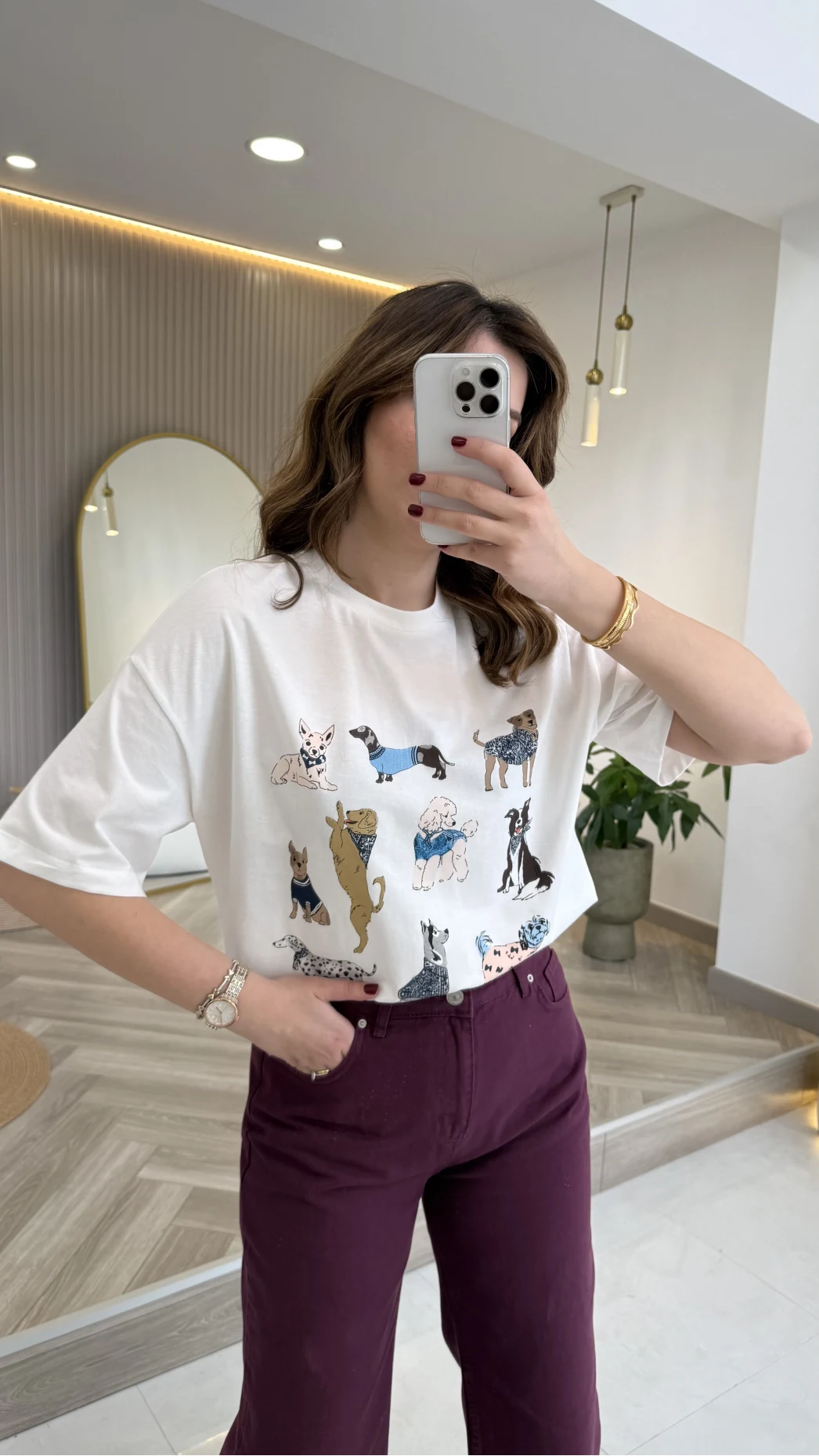 Sweet Dogs Baskılı T-shirt - Ekru - Kod: 02022