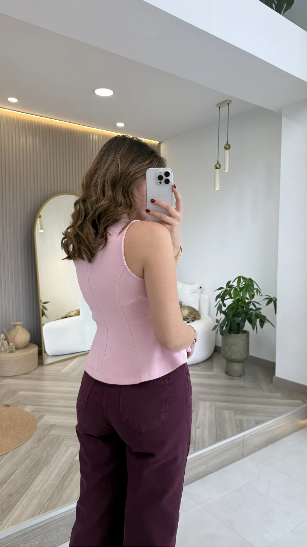 Düğmeli Bel Detaylı Sıfır Kol Bluz - Toz Pembe - Kod: 31979