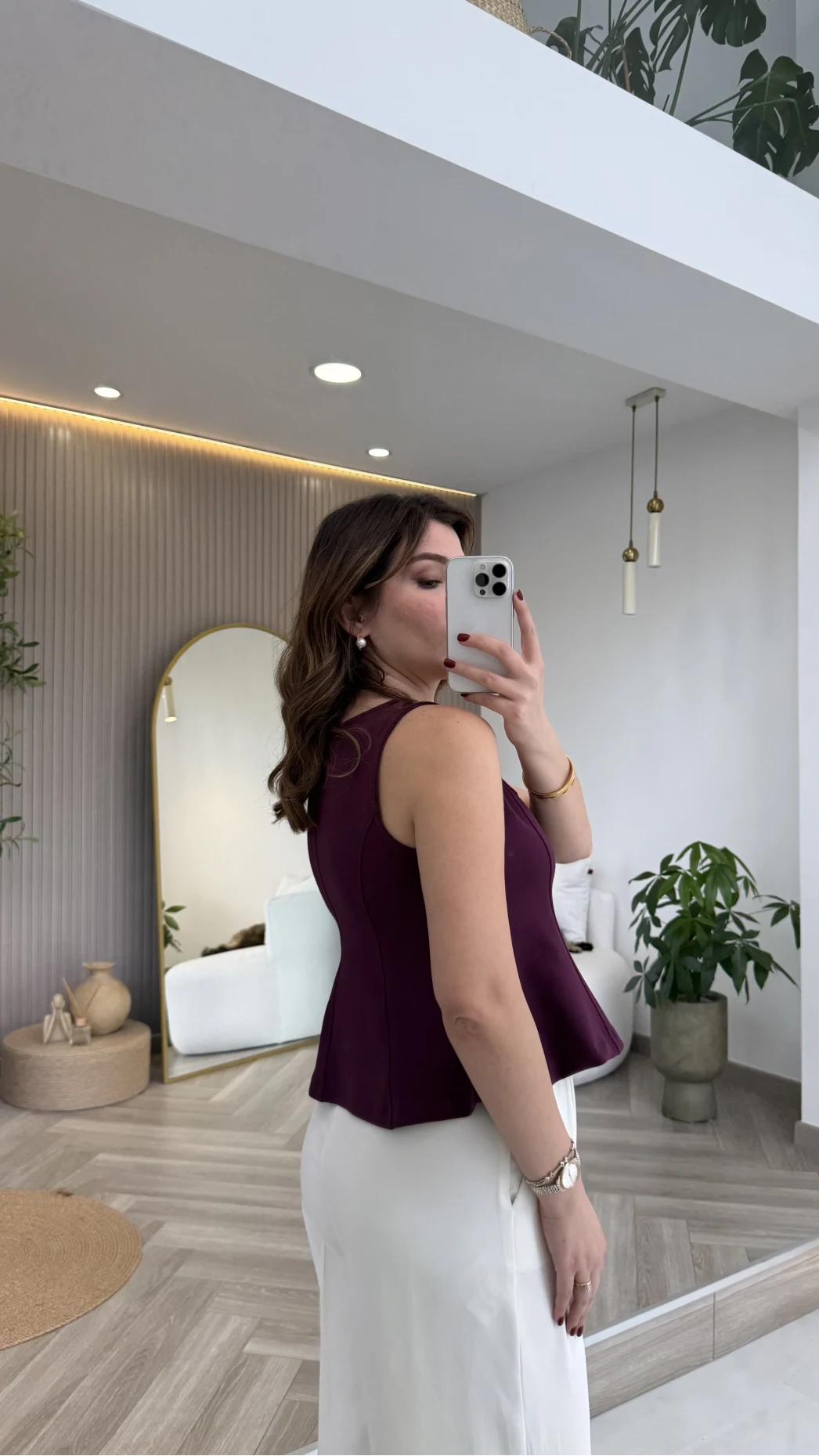 Düğmeli Bel Detaylı Sıfır Kol Bluz - Mor - Kod: 31979