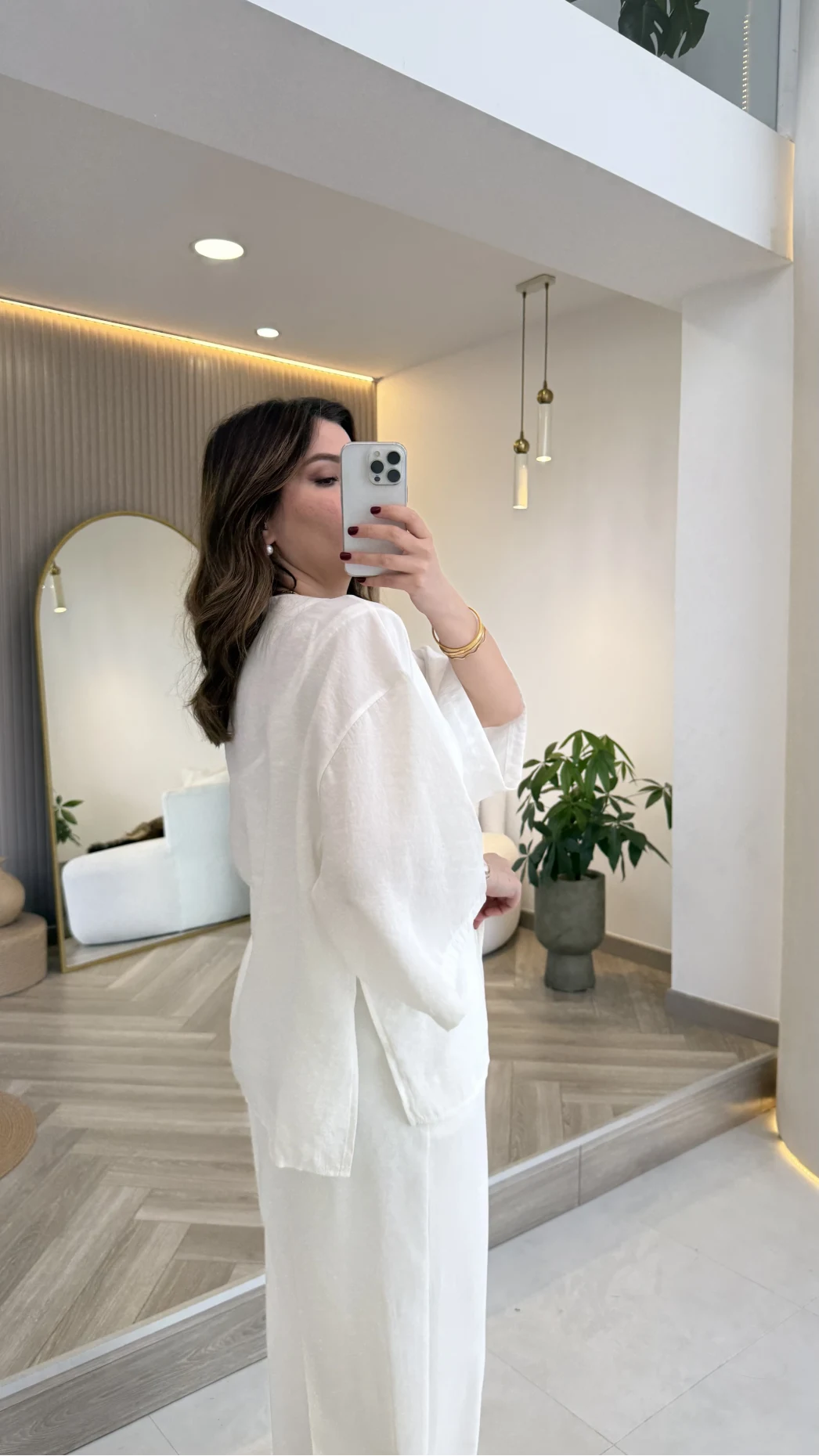 Önü Düğmeli Modal Gömlek - Beyaz - Kod: 4961