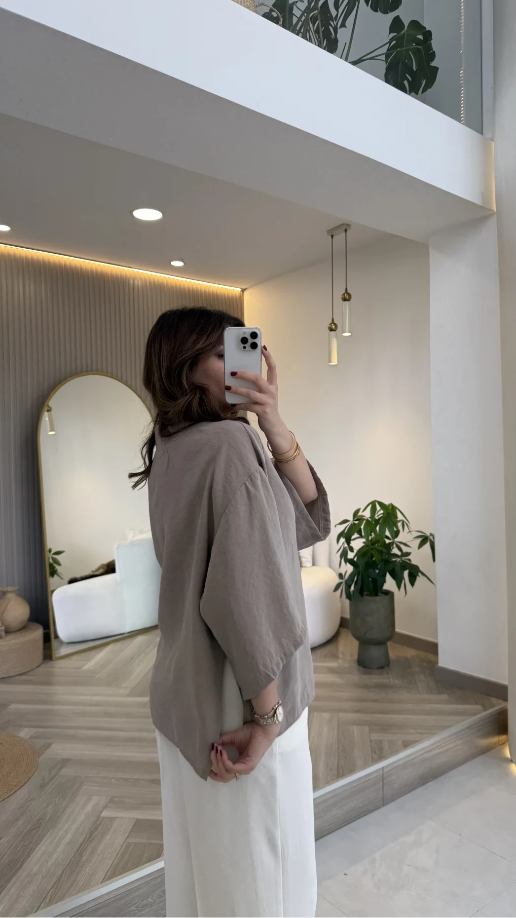 Önü Düğmeli Modal Gömlek - Vizon - Kod: 4961