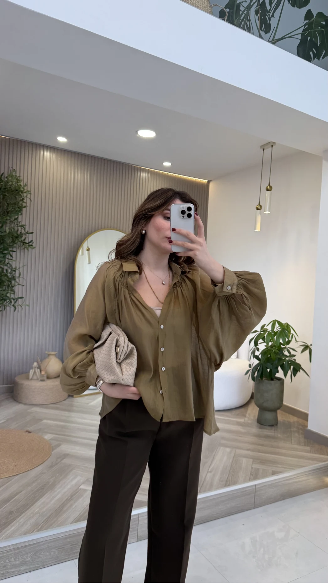 Gipeli Reglan Kol Oversize Gömlek - Olive - Kod: 5018