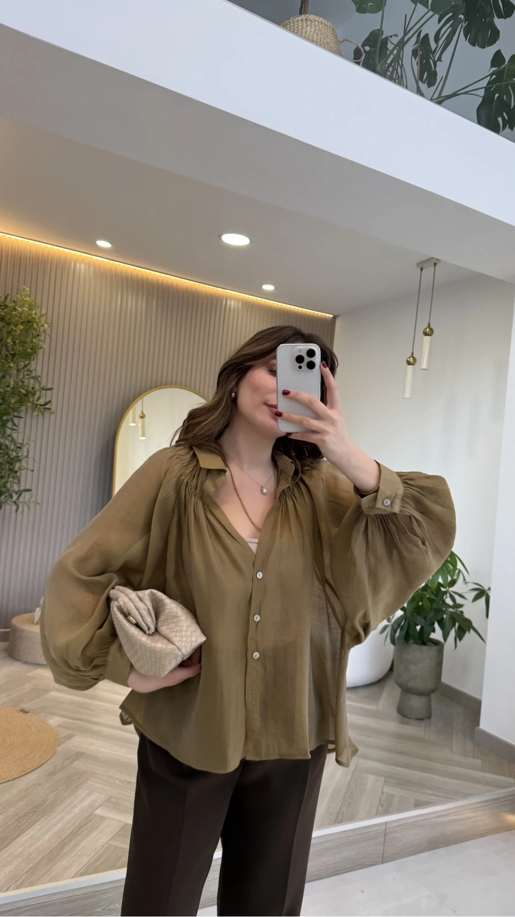 Gipeli Reglan Kol Oversize Gömlek - Olive - Kod: 5018