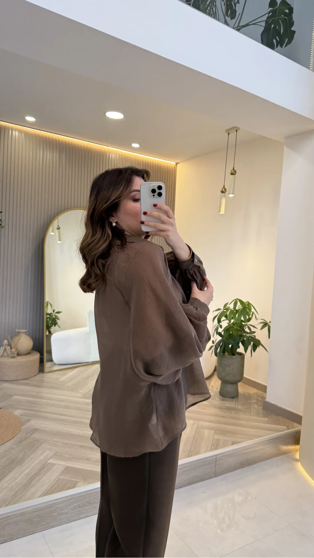 Gipeli Reglan Kol Oversize Gömlek - Kahve - Kod: 5018