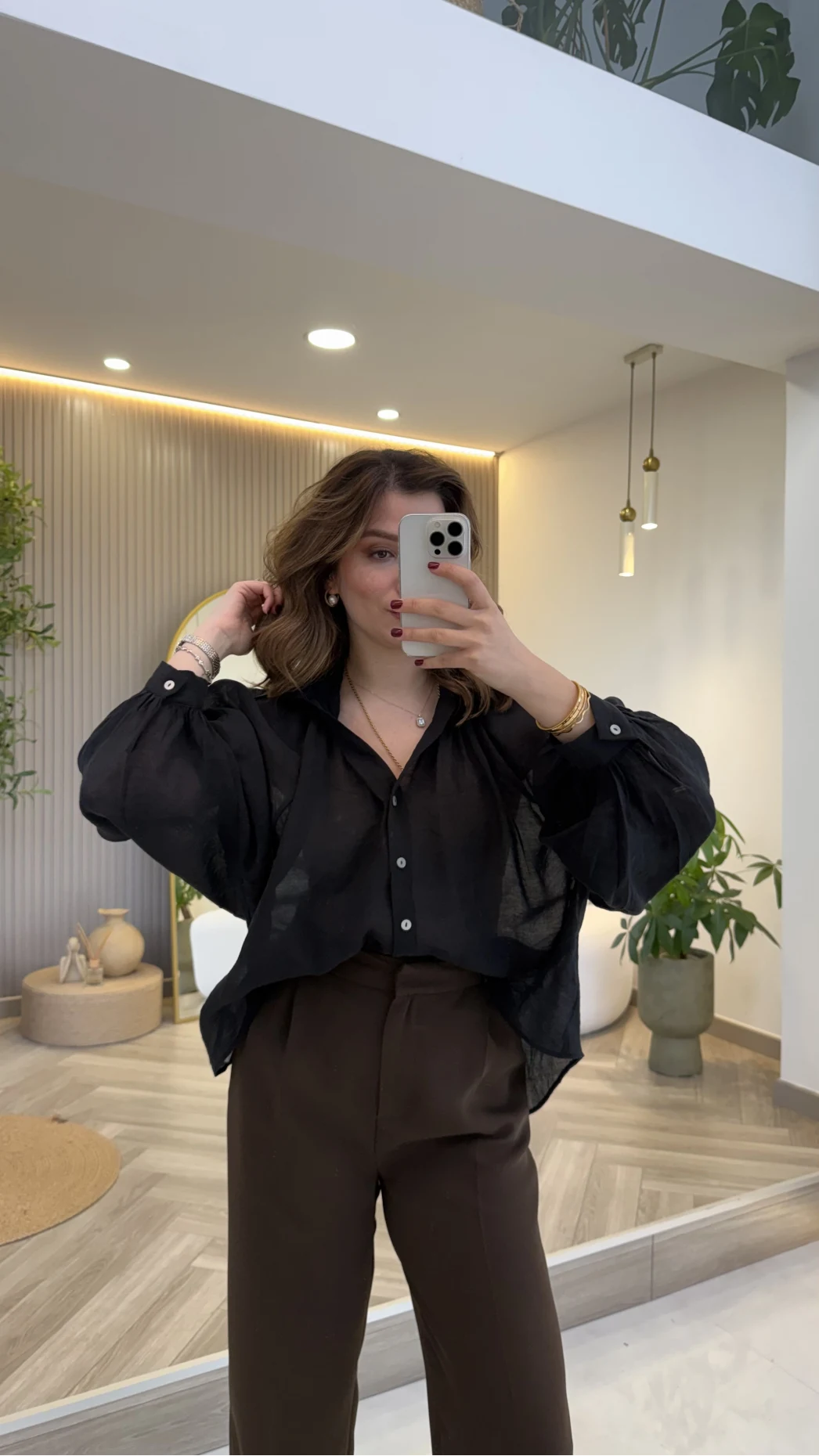 Gipeli Reglan Kol Oversize Gömlek - Siyah - Kod: 5018