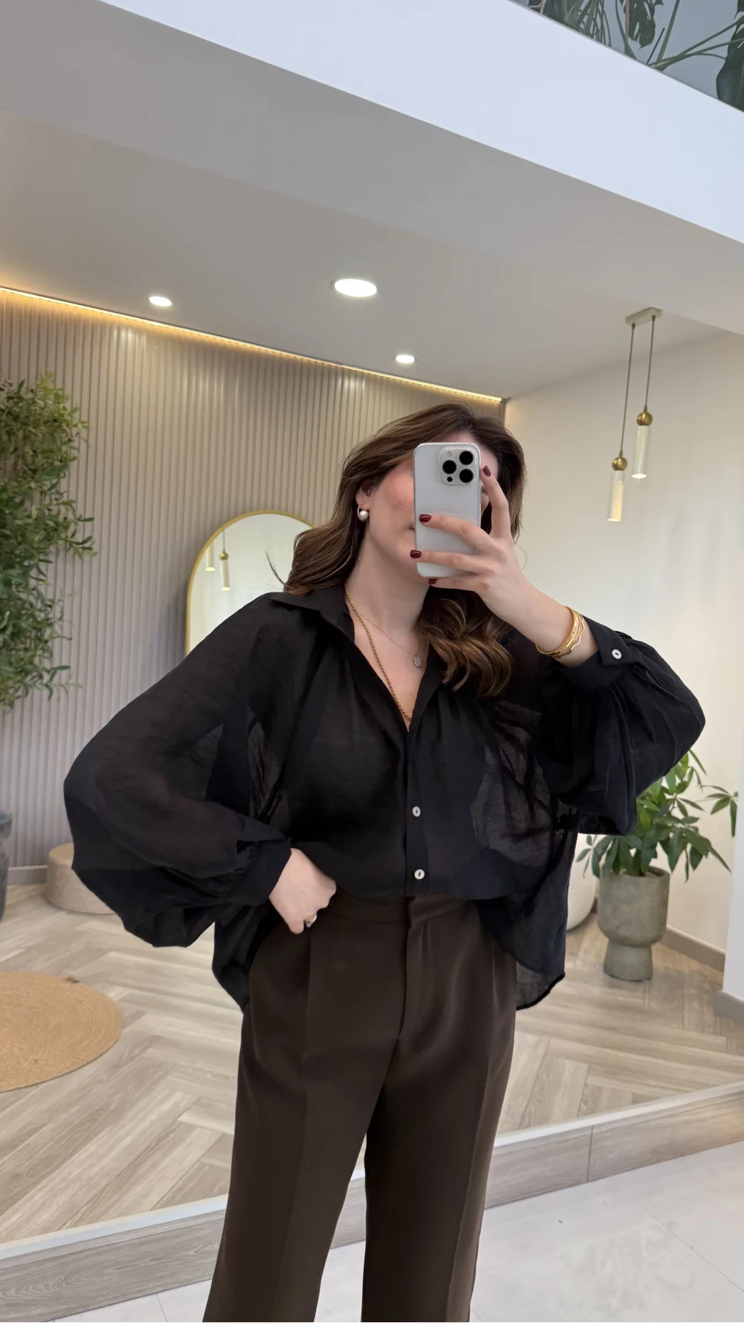 Gipeli Reglan Kol Oversize Gömlek - Siyah - Kod: 5018