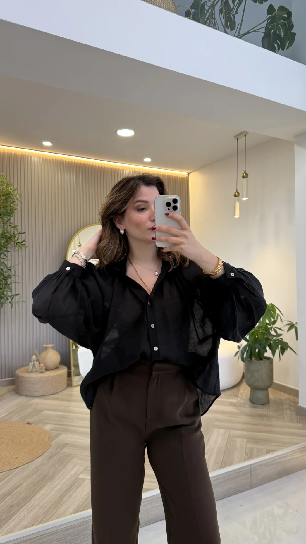 Gipeli Reglan Kol Oversize Gömlek - Siyah - Kod: 5018