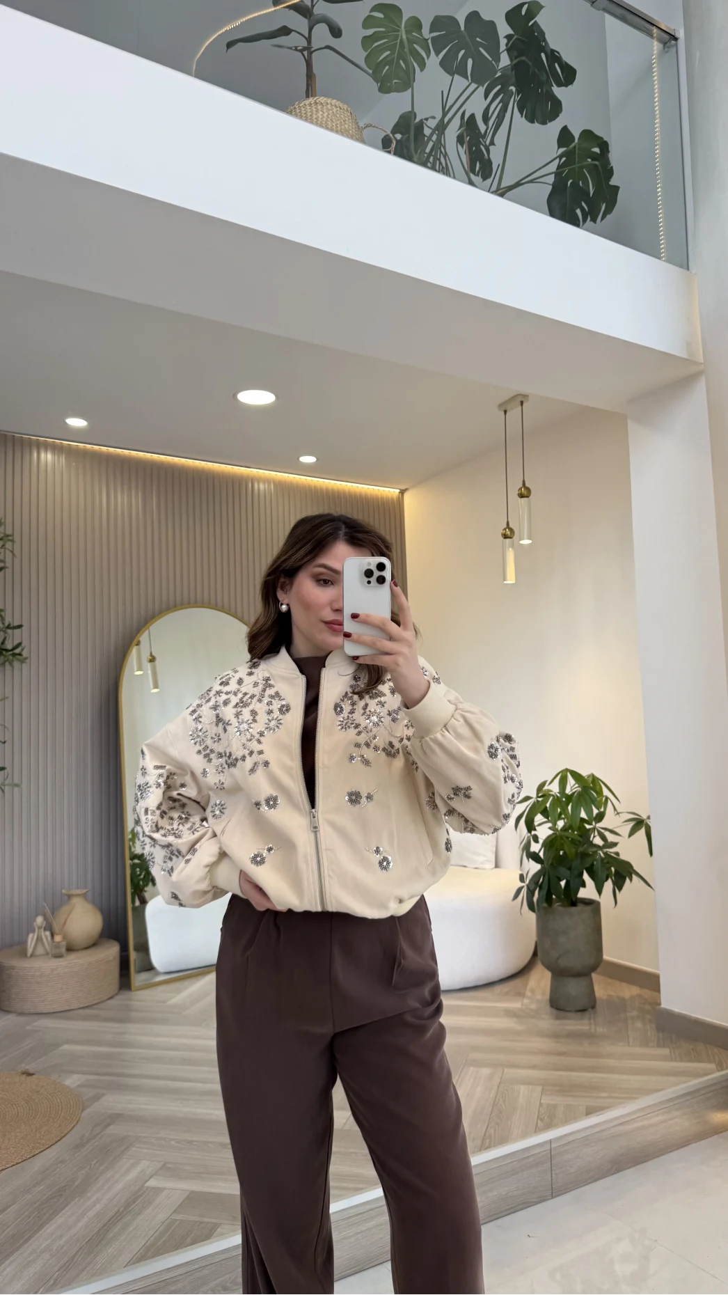 Premium Taş Pul Detaylı Pamuklu Ceket - Taş - Kod: 99927