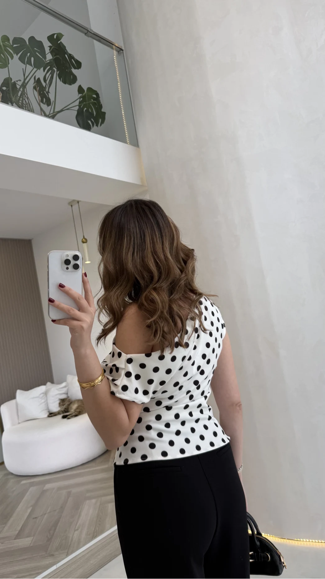 Nerina Puantiye Desenli Pile Detaylı Bluz - Ekru - Kod: 71779