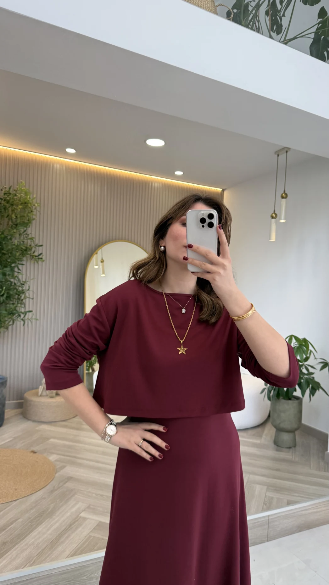 Ön Sipariş - 21 Nisan Kargolama Bluzlu İkili Takım Elbise - Bordo - Kod: 4064