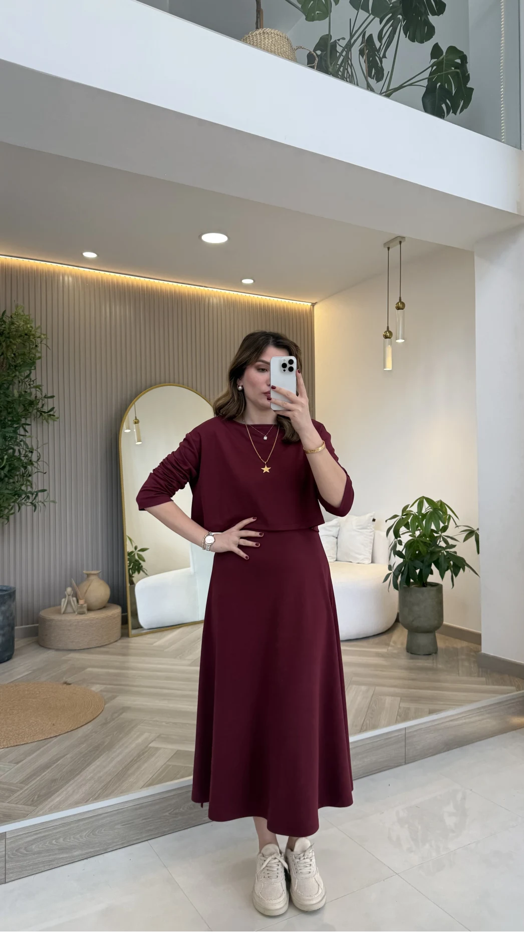 Ön Sipariş - 21 Nisan Kargolama Bluzlu İkili Takım Elbise - Bordo - Kod: 4064