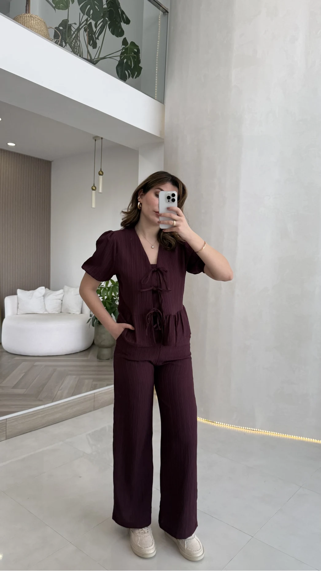 New Gofre Takım - Mürdüm - Kod: 8015