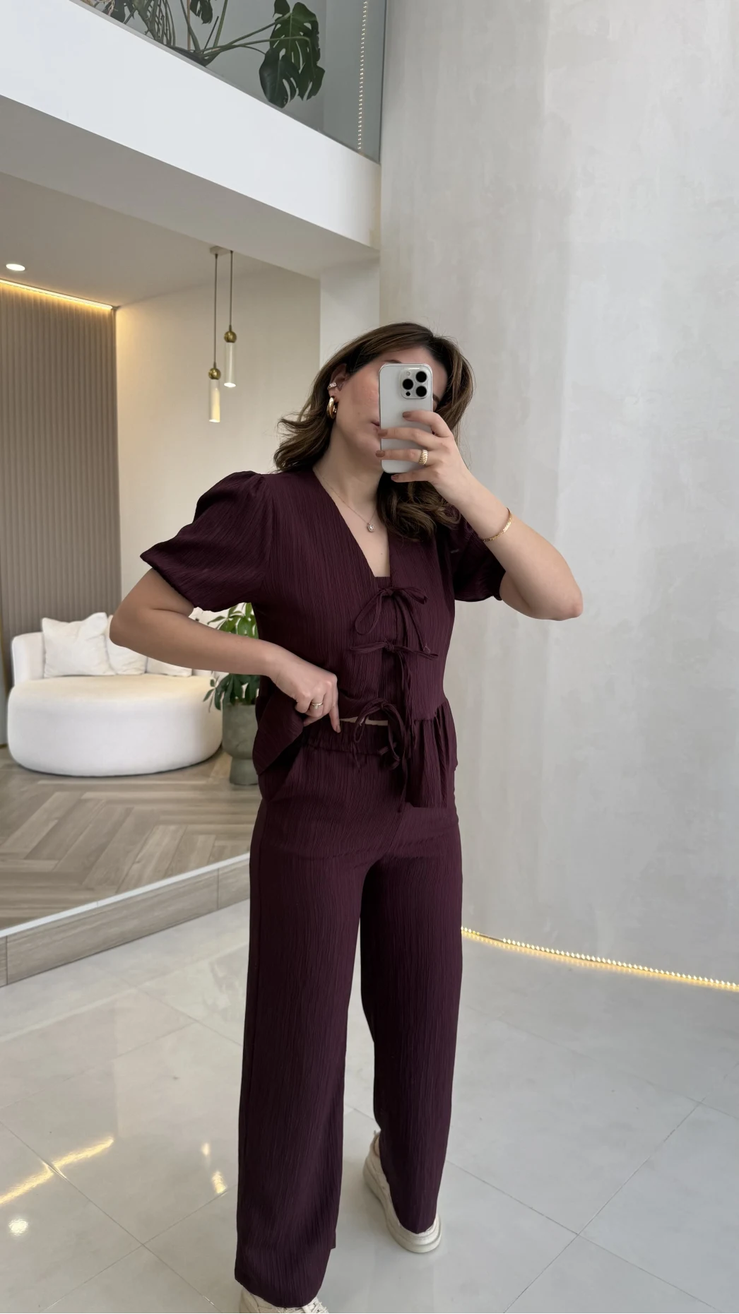 New Gofre Takım - Mürdüm - Kod: 8015