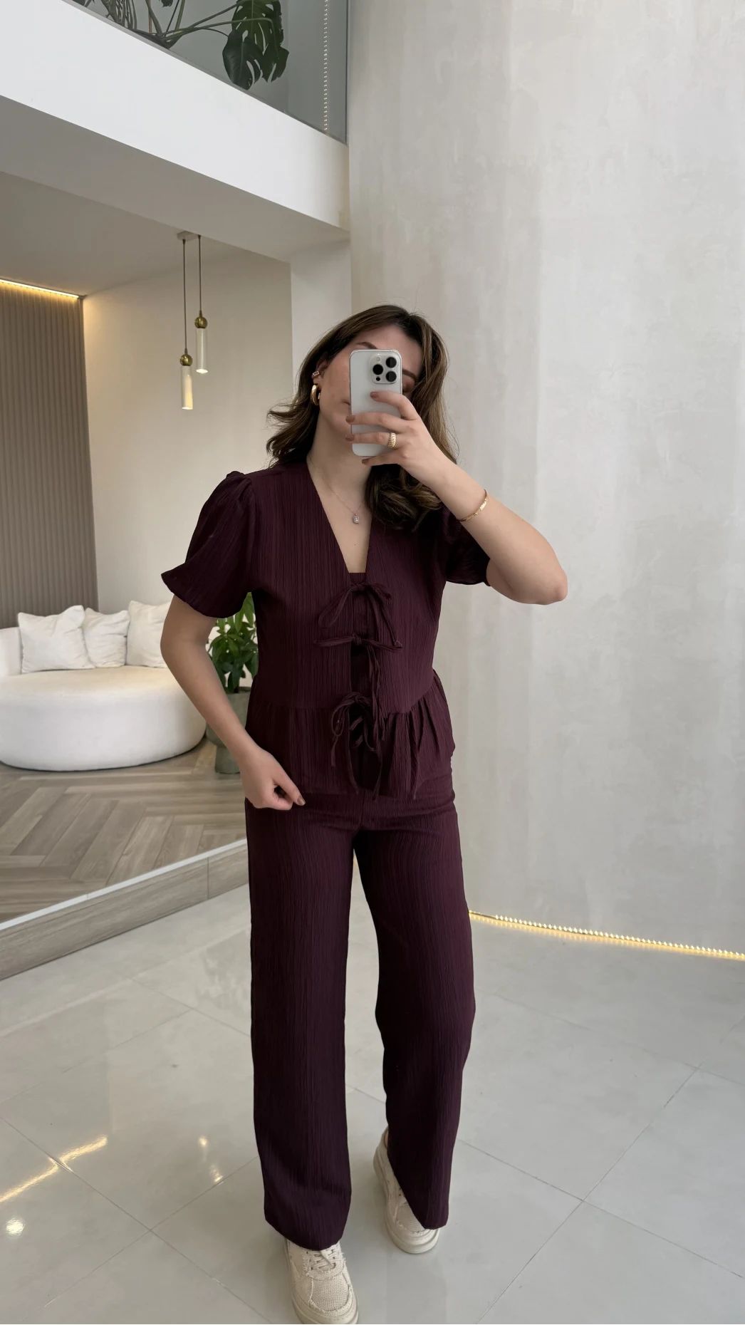 New Gofre Takım - Mürdüm - Kod: 8015