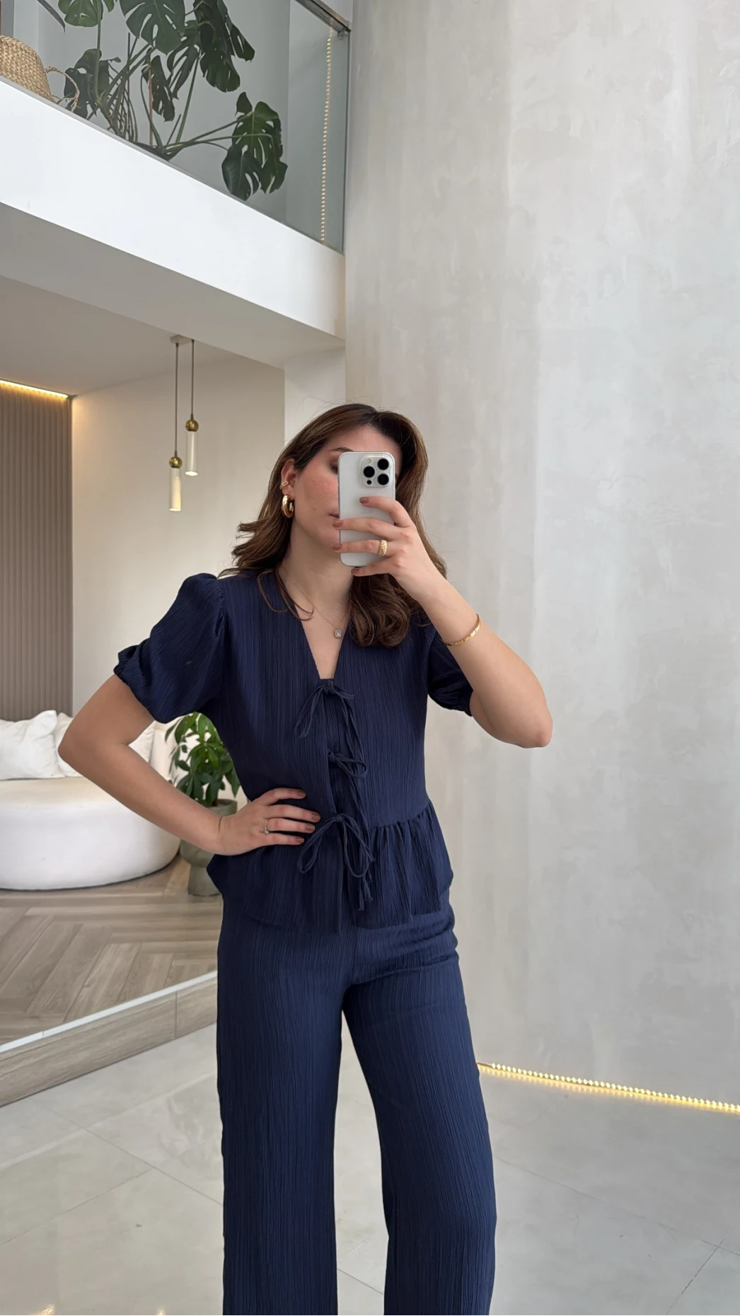 New Gofre Takım - Lacivert - Kod: 8015