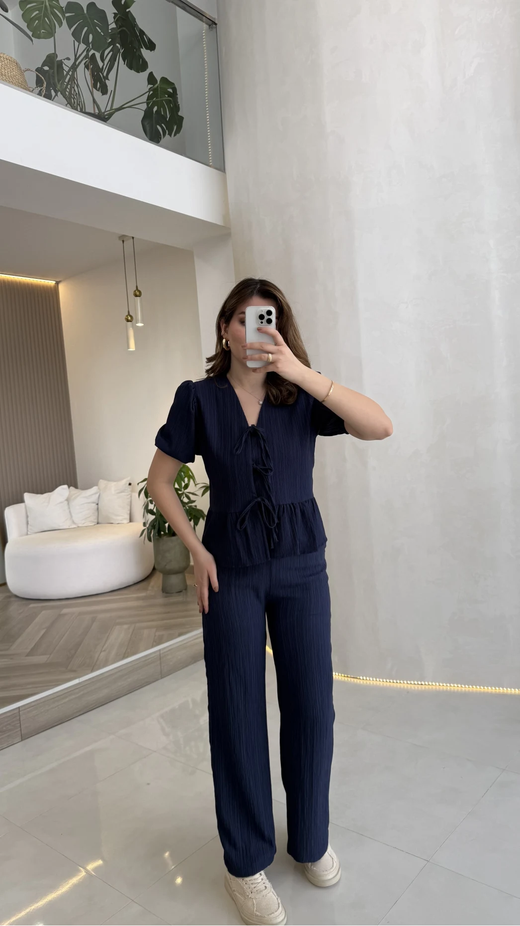 New Gofre Takım - Lacivert - Kod: 8015