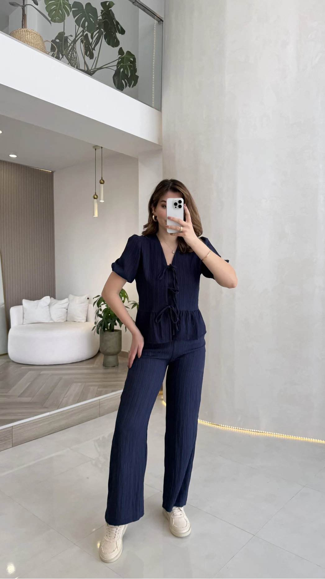 New Gofre Takım - Lacivert - Kod: 8015