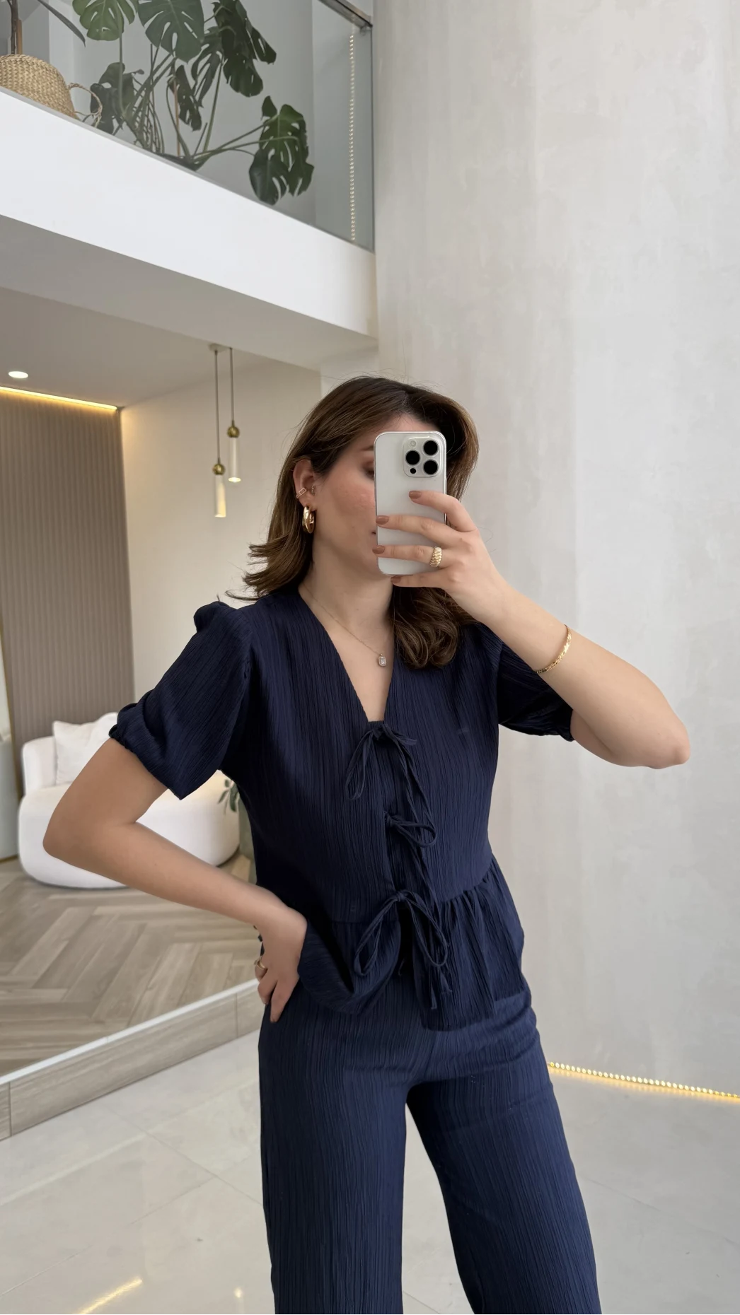 New Gofre Takım - Lacivert - Kod: 8015