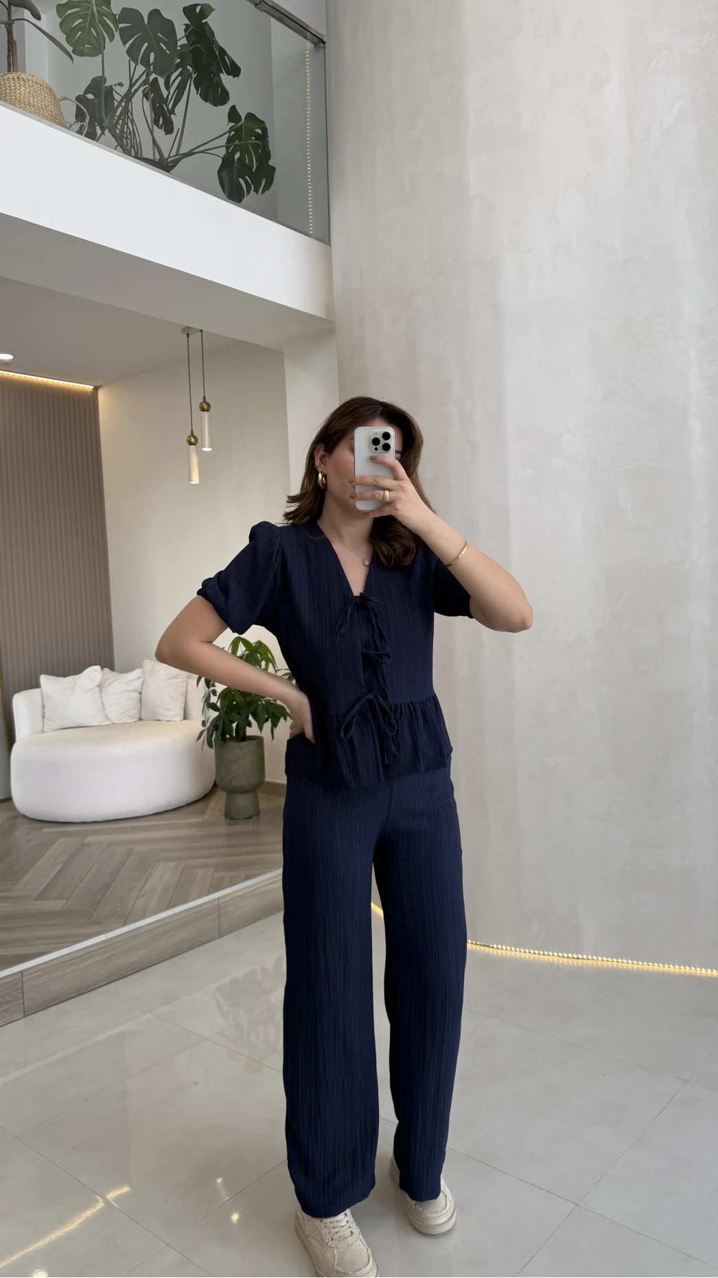 New Gofre Takım - Lacivert - Kod: 8015