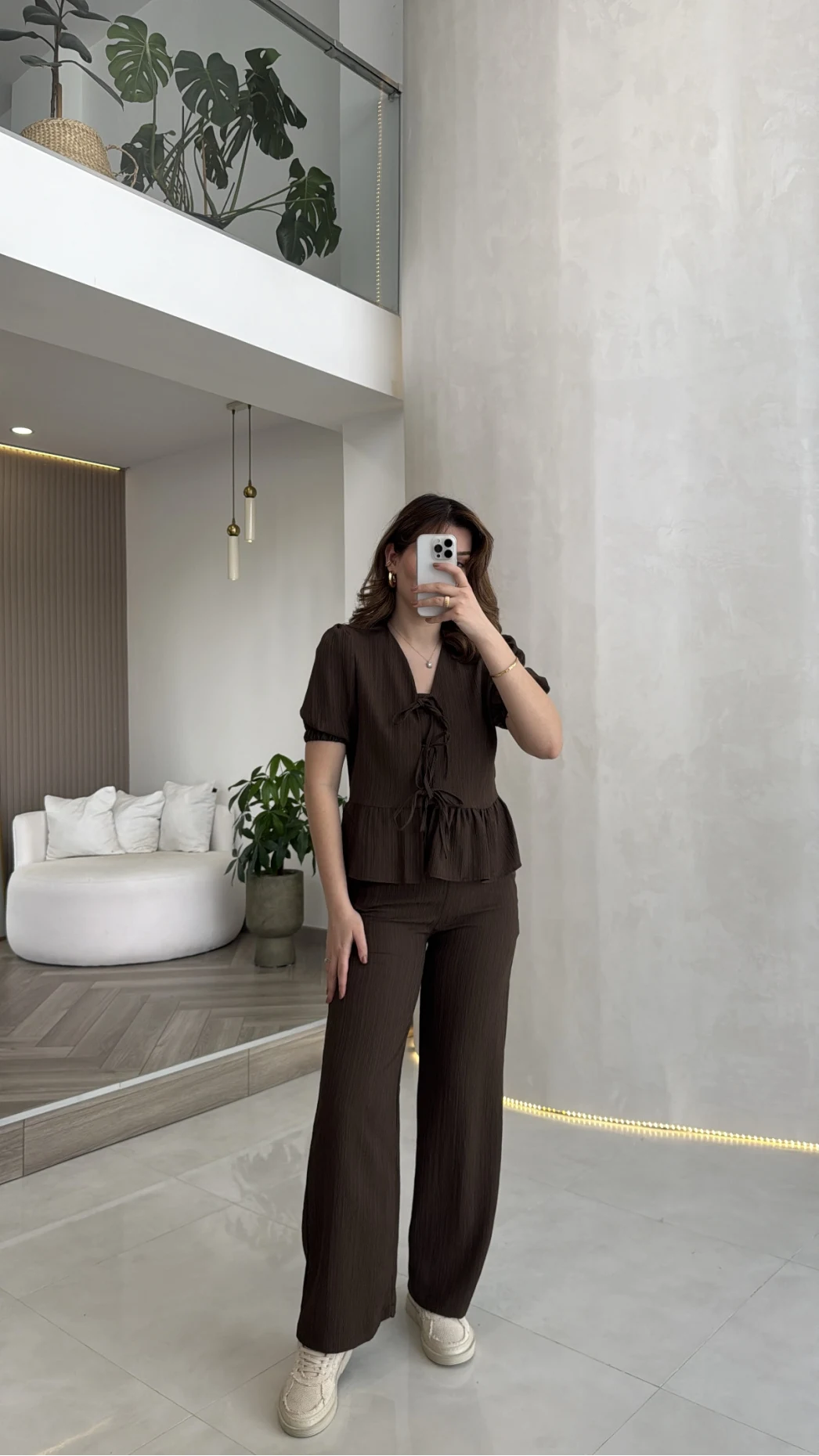 New Gofre Takım - Kahverengi - Kod: 8015