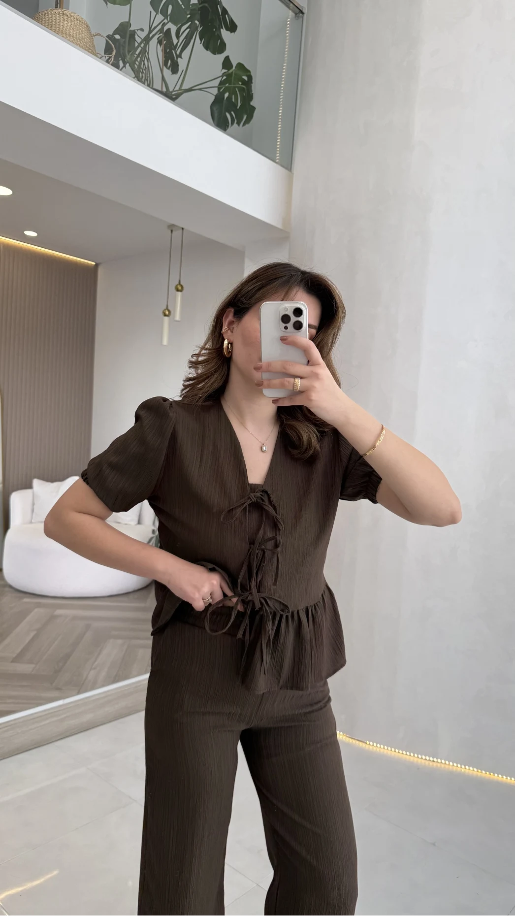 New Gofre Takım - Kahverengi - Kod: 8015