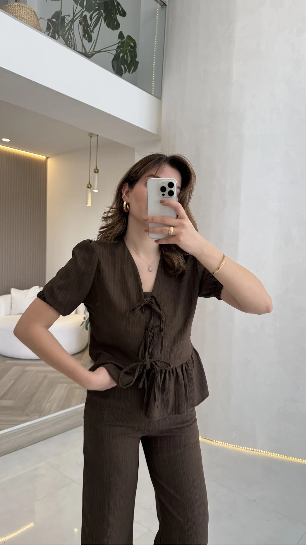 New Gofre Takım - Kahverengi - Kod: 8015