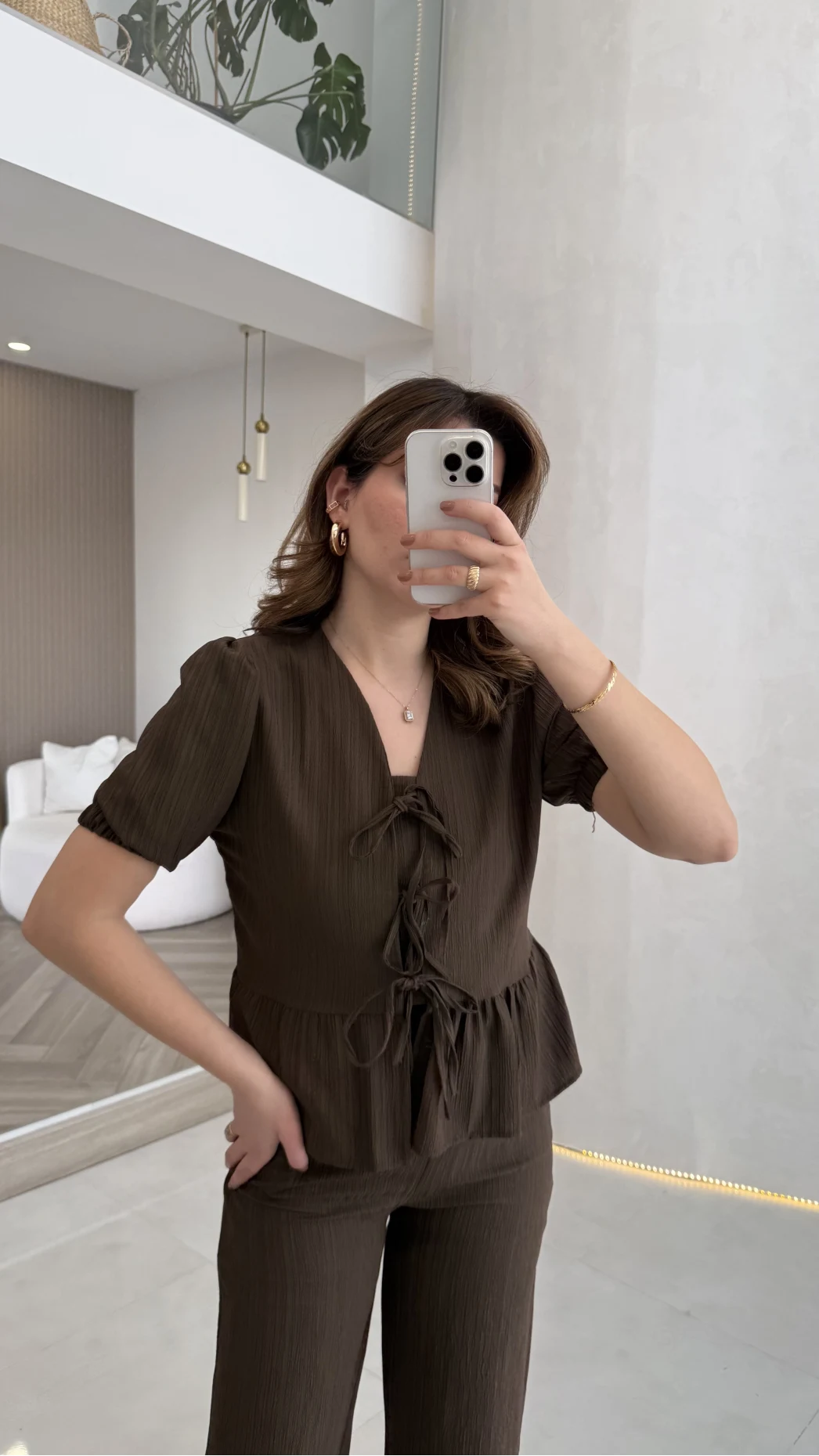 New Gofre Takım - Kahverengi - Kod: 8015