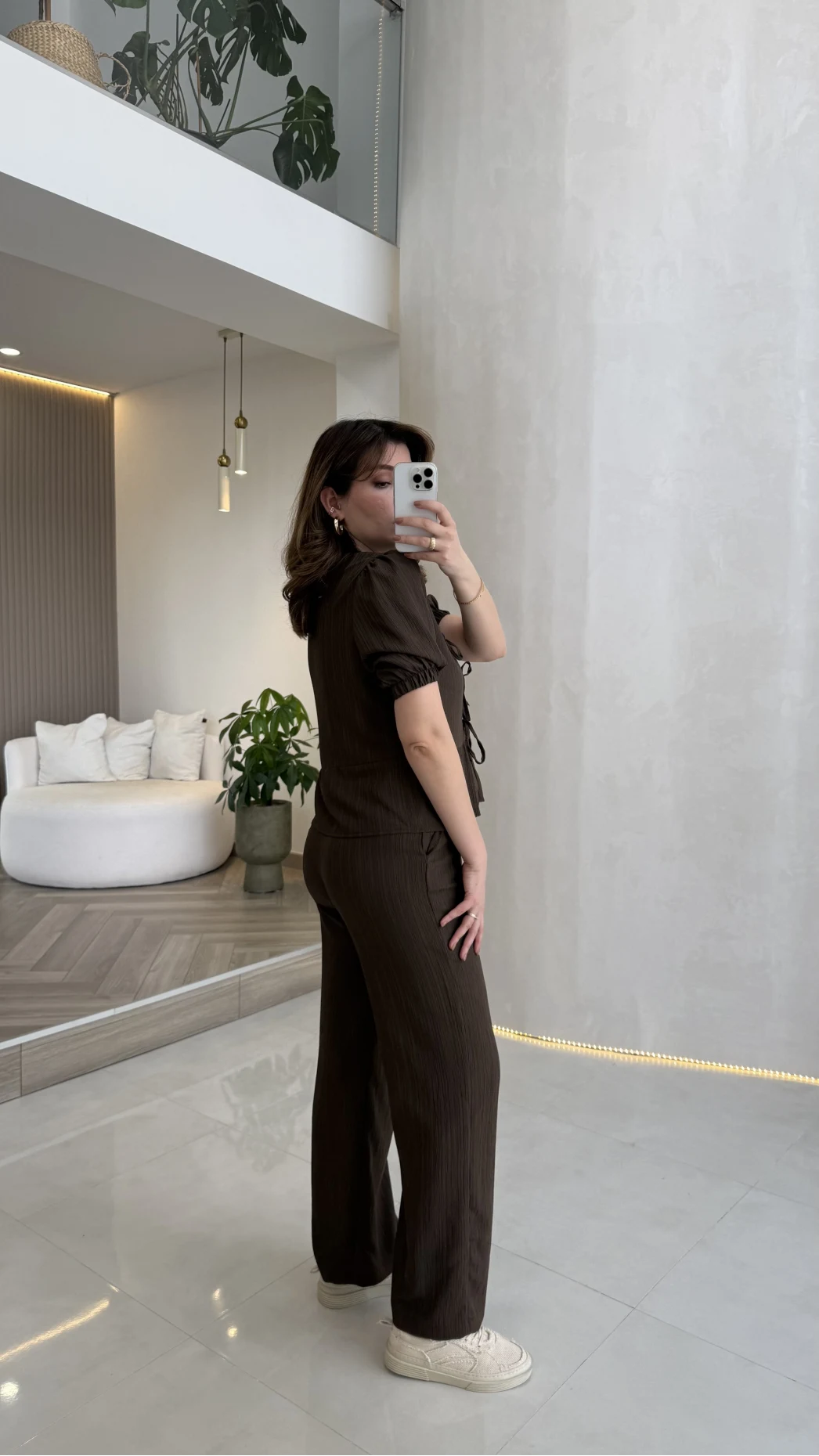 New Gofre Takım - Kahverengi - Kod: 8015