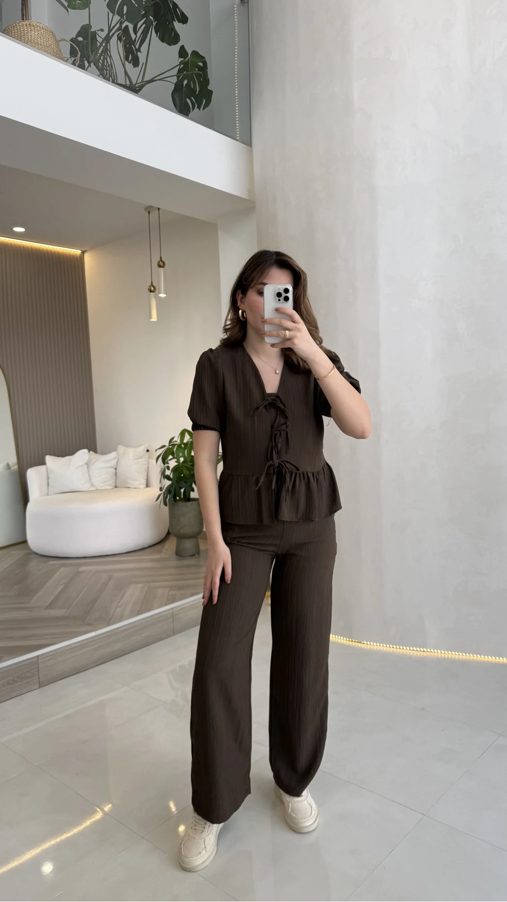 New Gofre Takım - Kahverengi - Kod: 8015