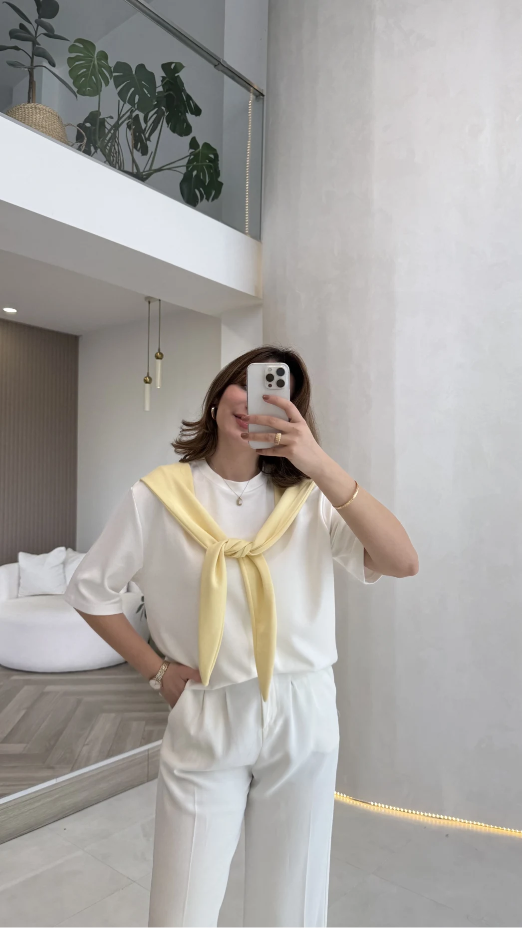 Sawa Fular Detay T-Shirt - Sarı - Kod: 1094