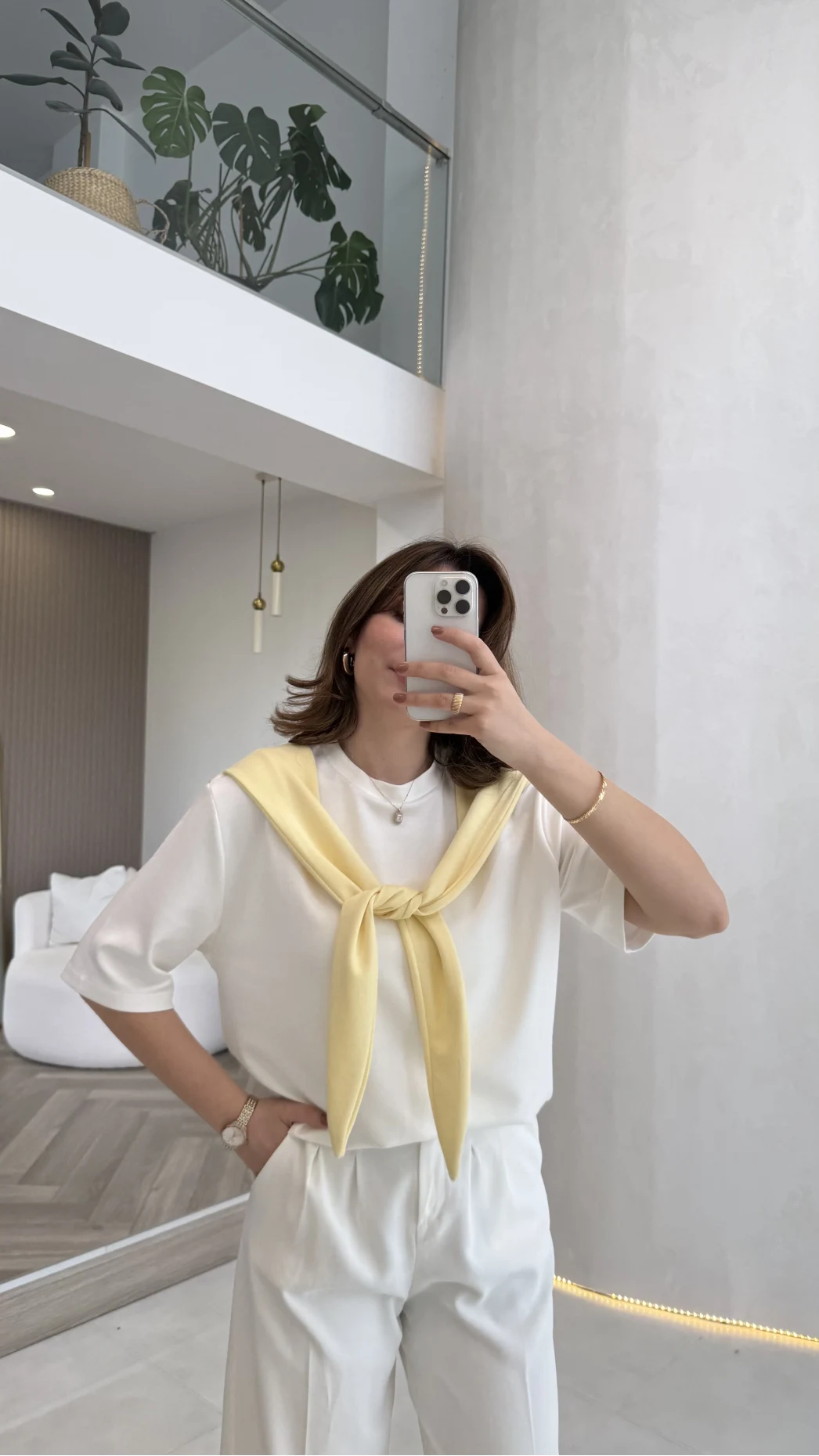 Sawa Fular Detay T-Shirt - Sarı - Kod: 1094