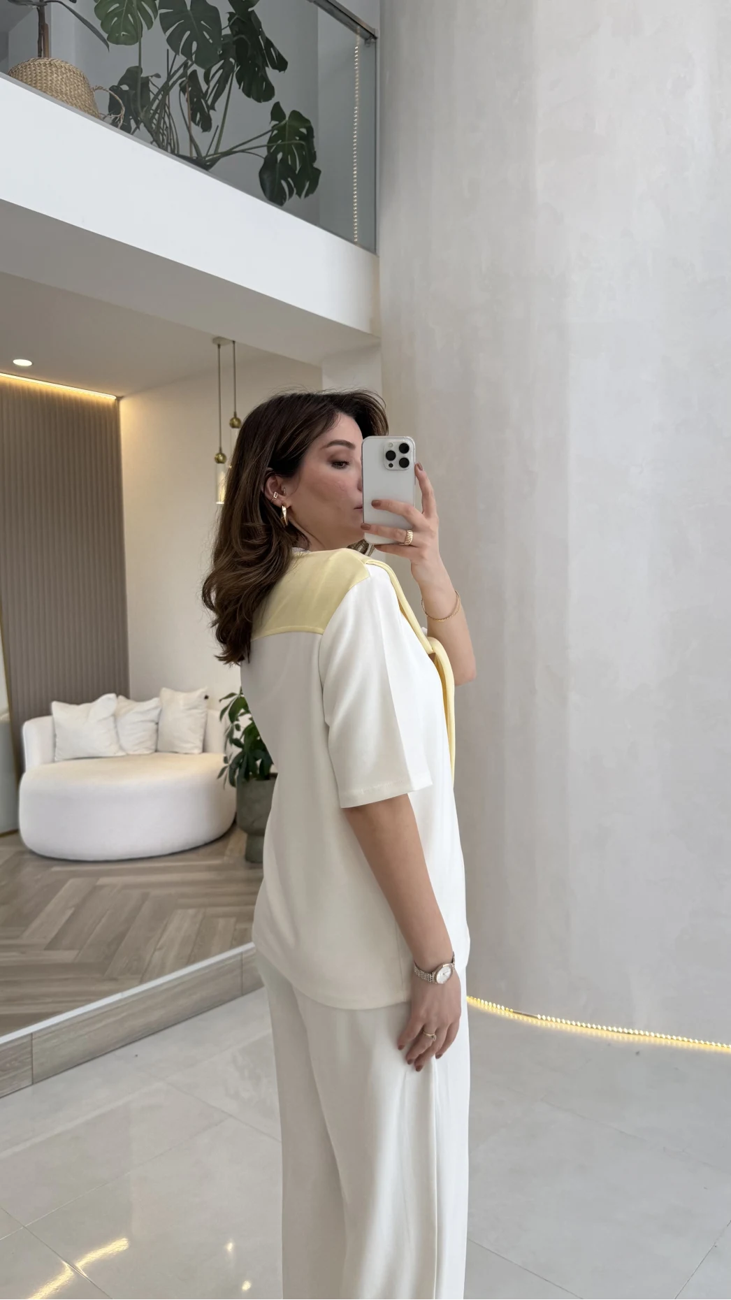 Sawa Fular Detay T-Shirt - Sarı - Kod: 1094