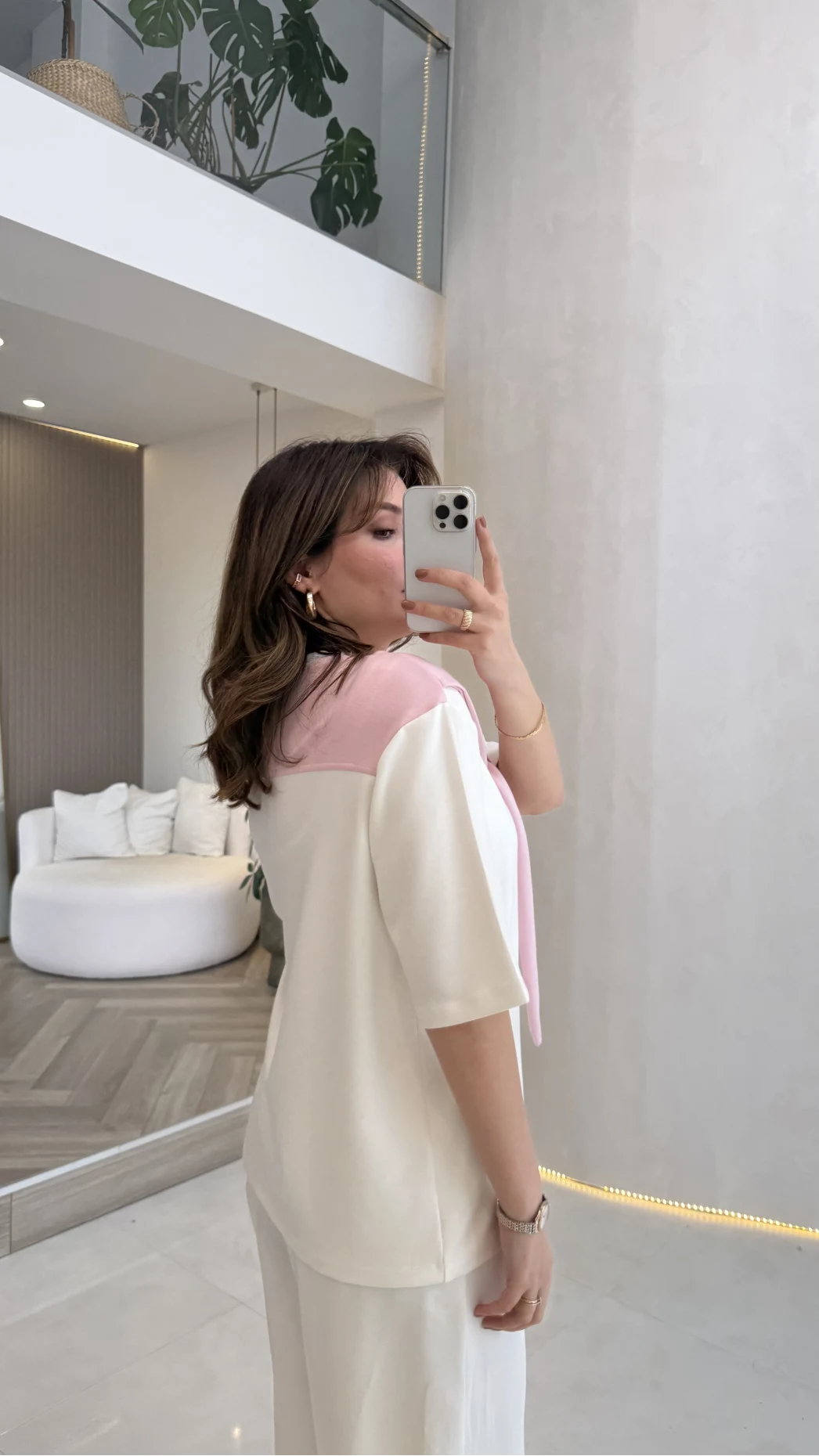 Sawa Fular Detay T-Shirt - Pembe - Kod: 1094