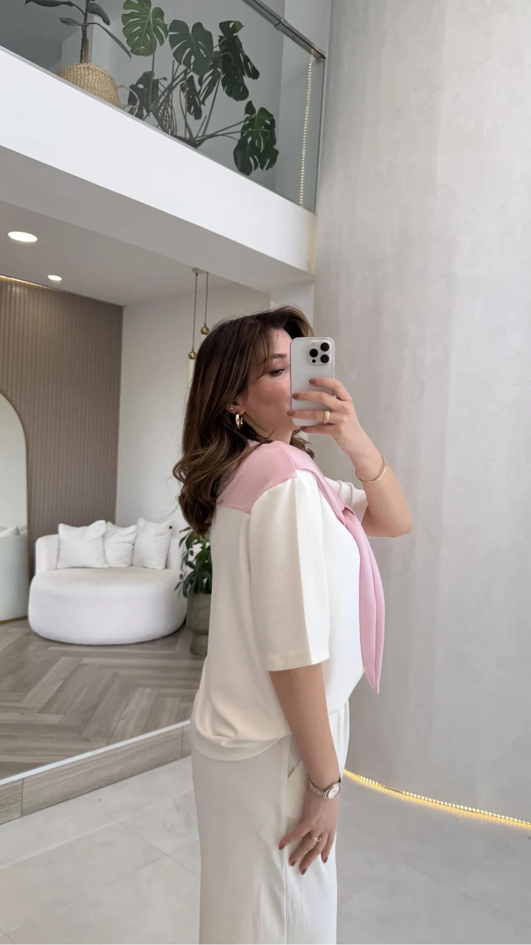 Sawa Fular Detay T-Shirt - Pembe - Kod: 1094