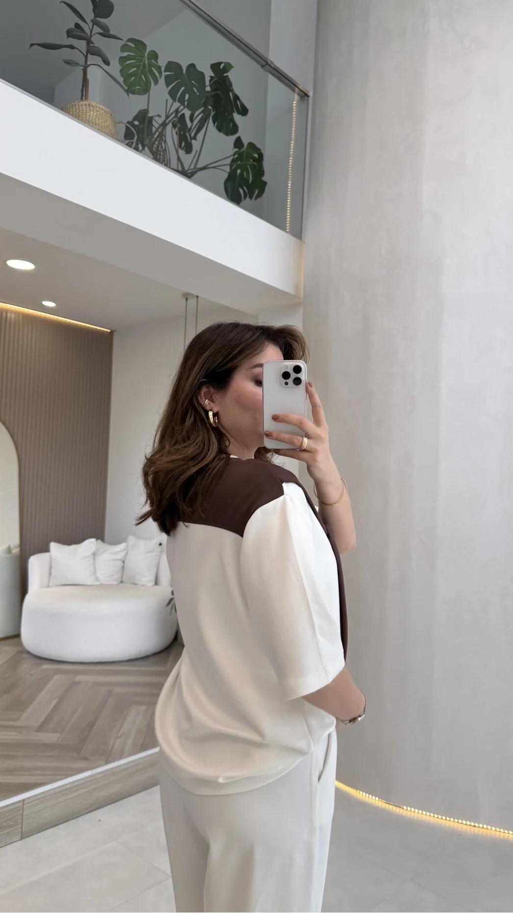 Sawa Fular Detay T-Shirt - Kahverengi - Kod: 1094