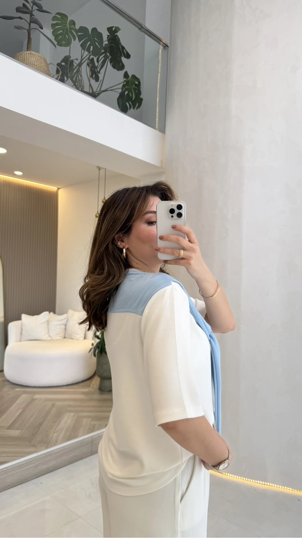 Sawa Fular Detay T-Shirt - Bebe Mavisi - Kod: 1094