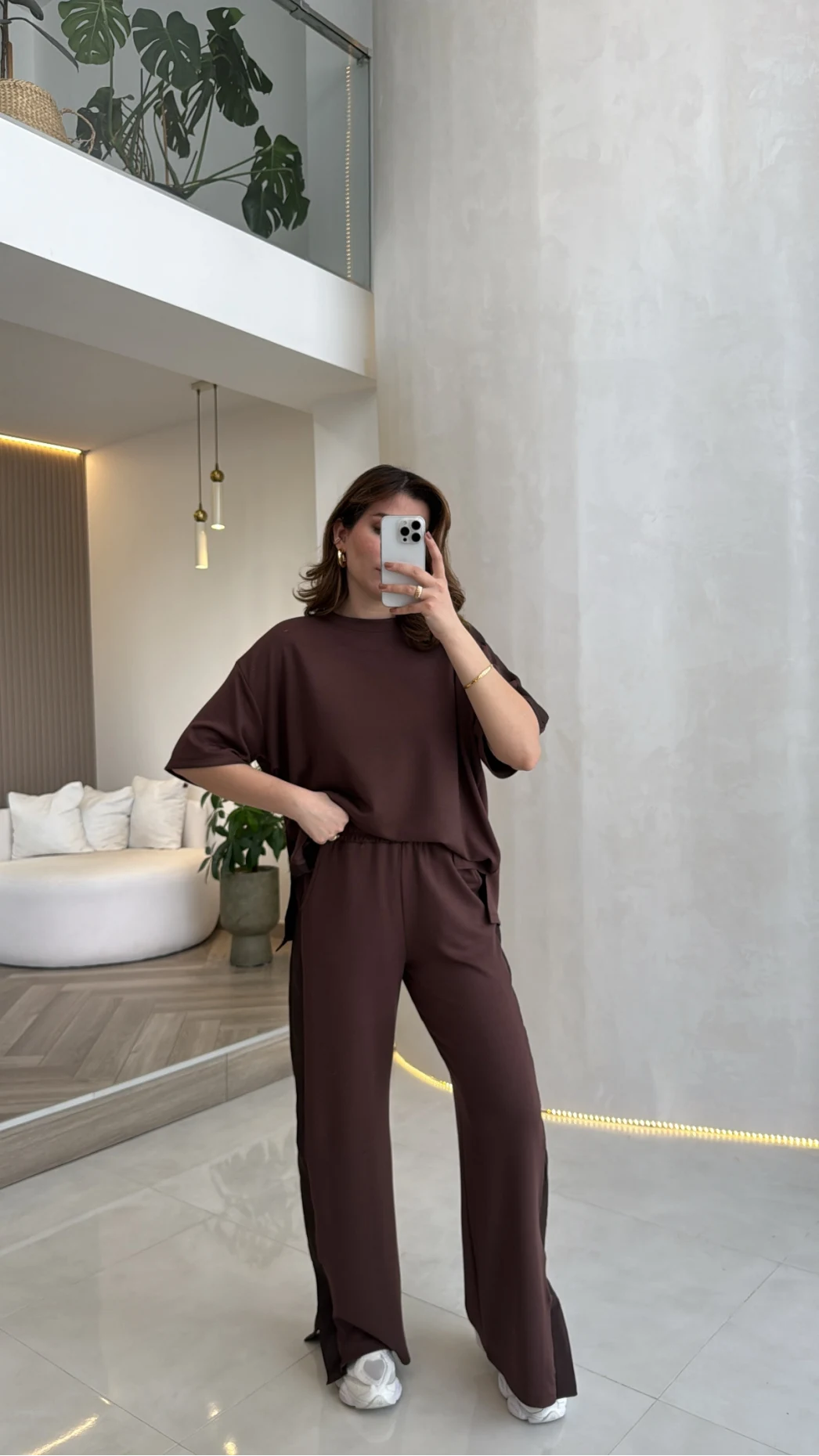 Castel Paraşüt Detaylı Yarım Kol Takım - Kahverengi - Kod: 4118