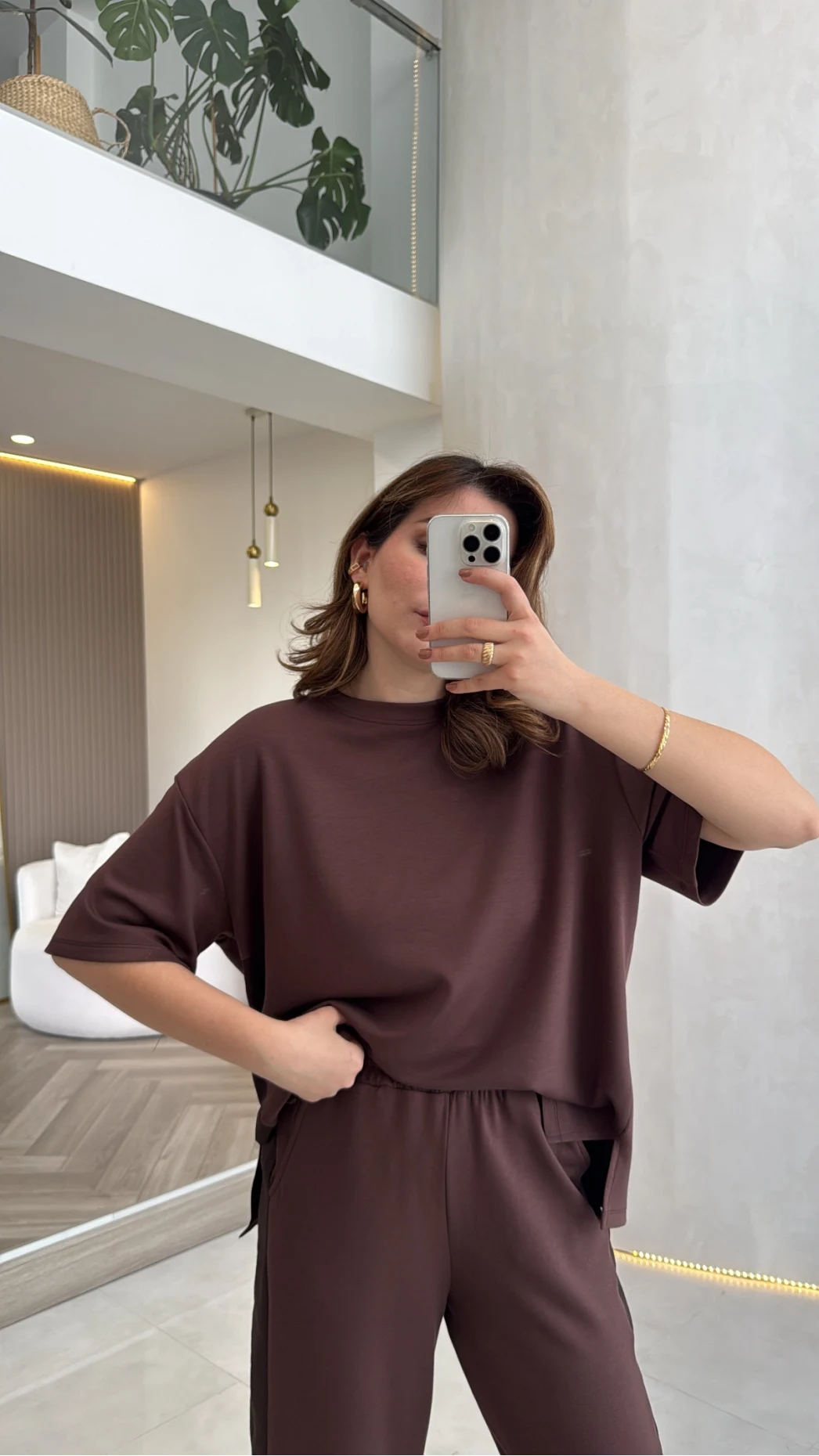 Castel Paraşüt Detaylı Yarım Kol Takım - Kahverengi - Kod: 4118